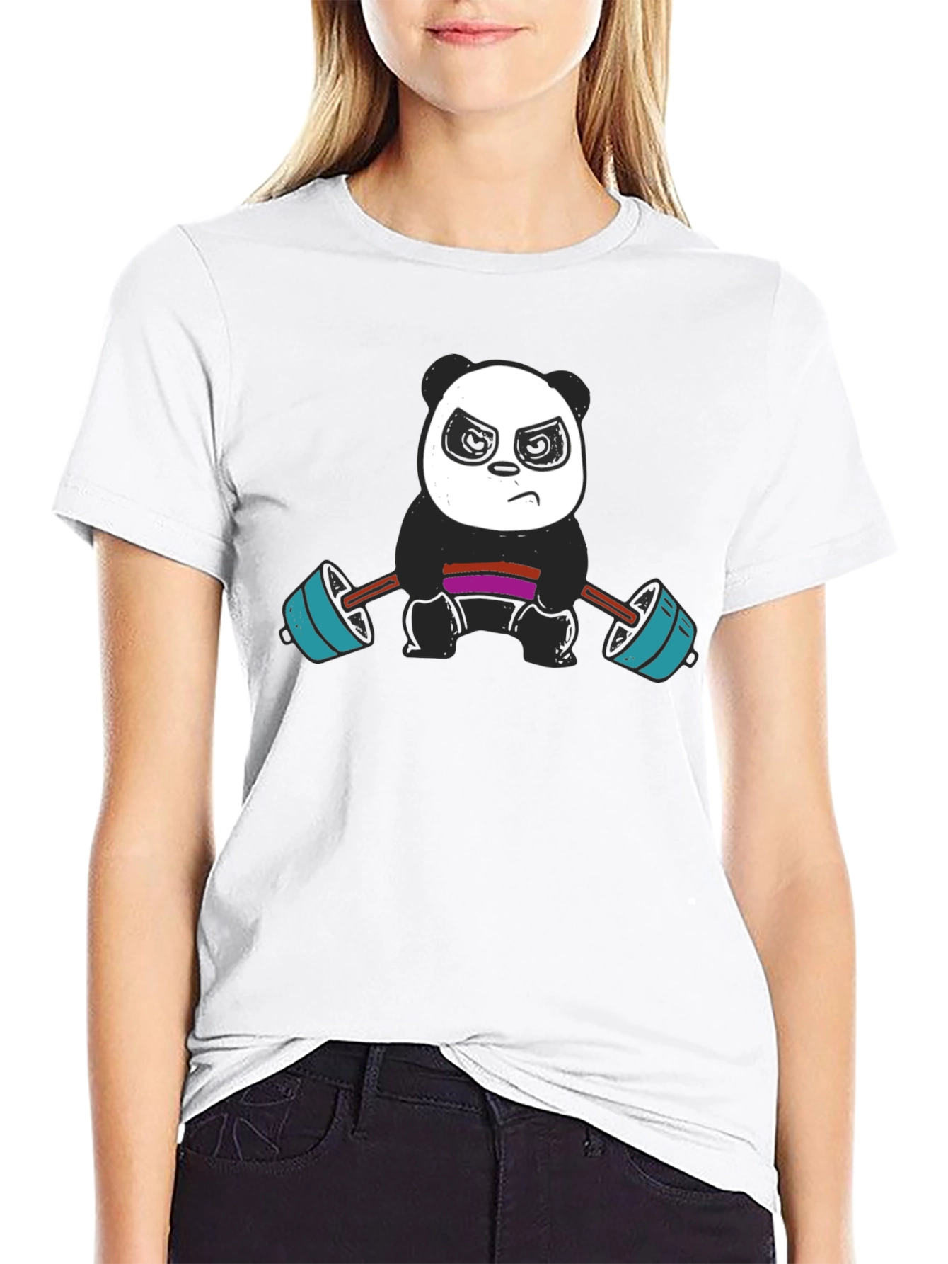 Weightlifting Panda Graphic Tee - Black Cotton T-Shirt