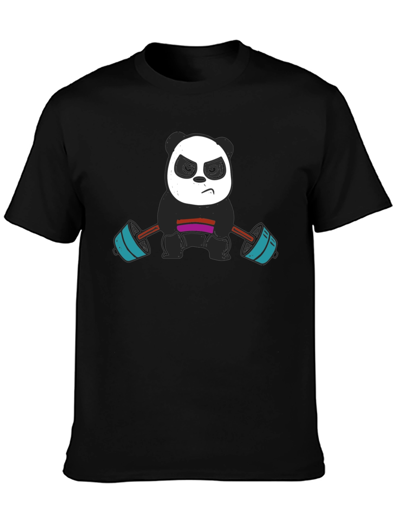Weightlifting Panda Graphic Tee - Black Cotton T-Shirt