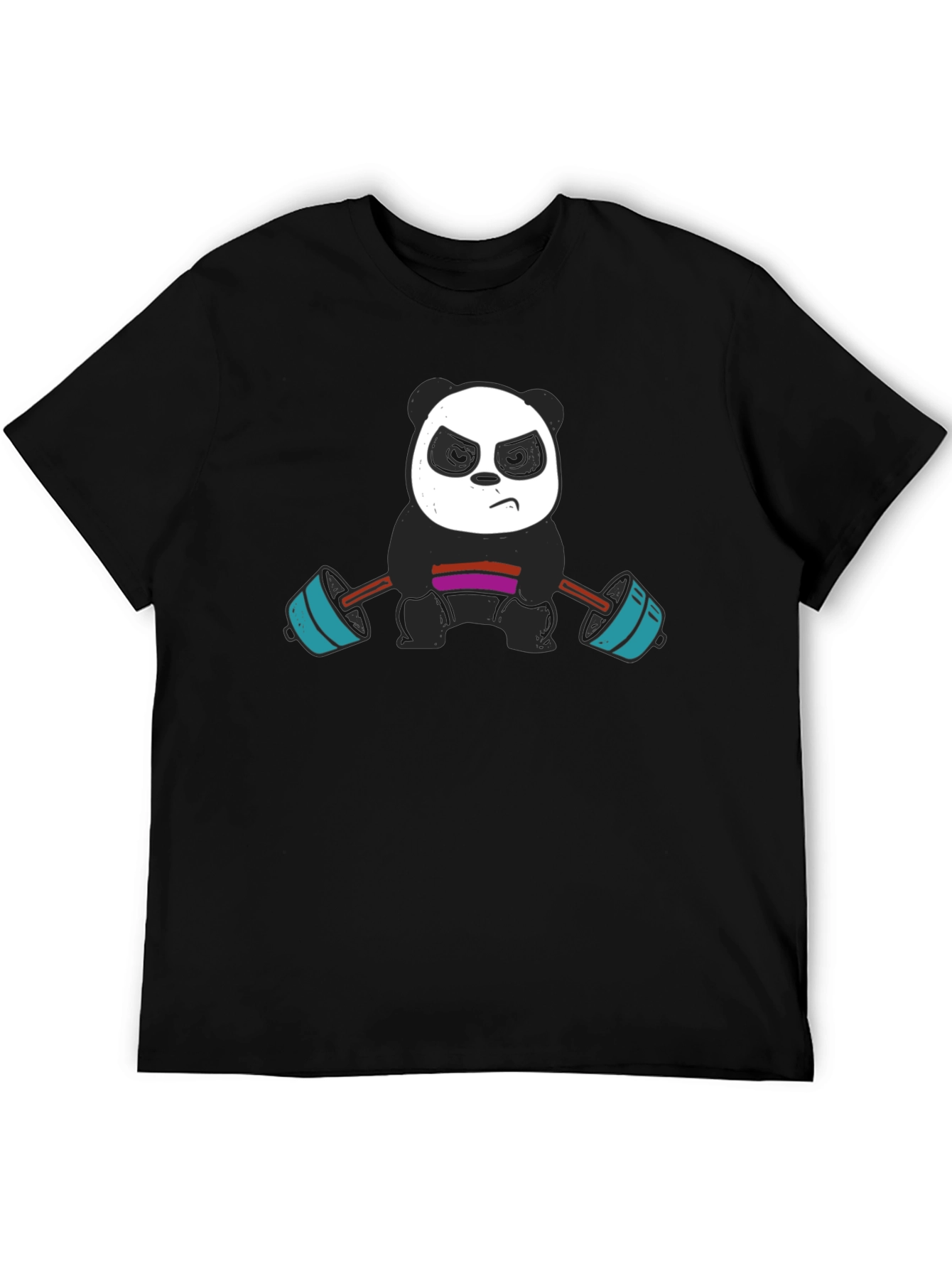 Weightlifting Panda Graphic Tee - Black Cotton T-Shirt