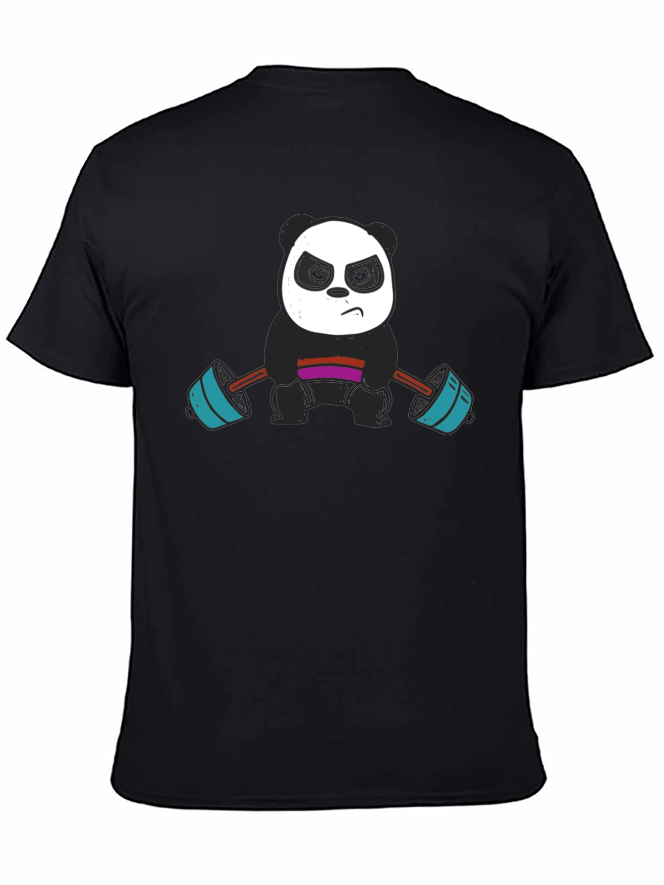 Weightlifting Panda Graphic Tee - Black Cotton T-Shirt