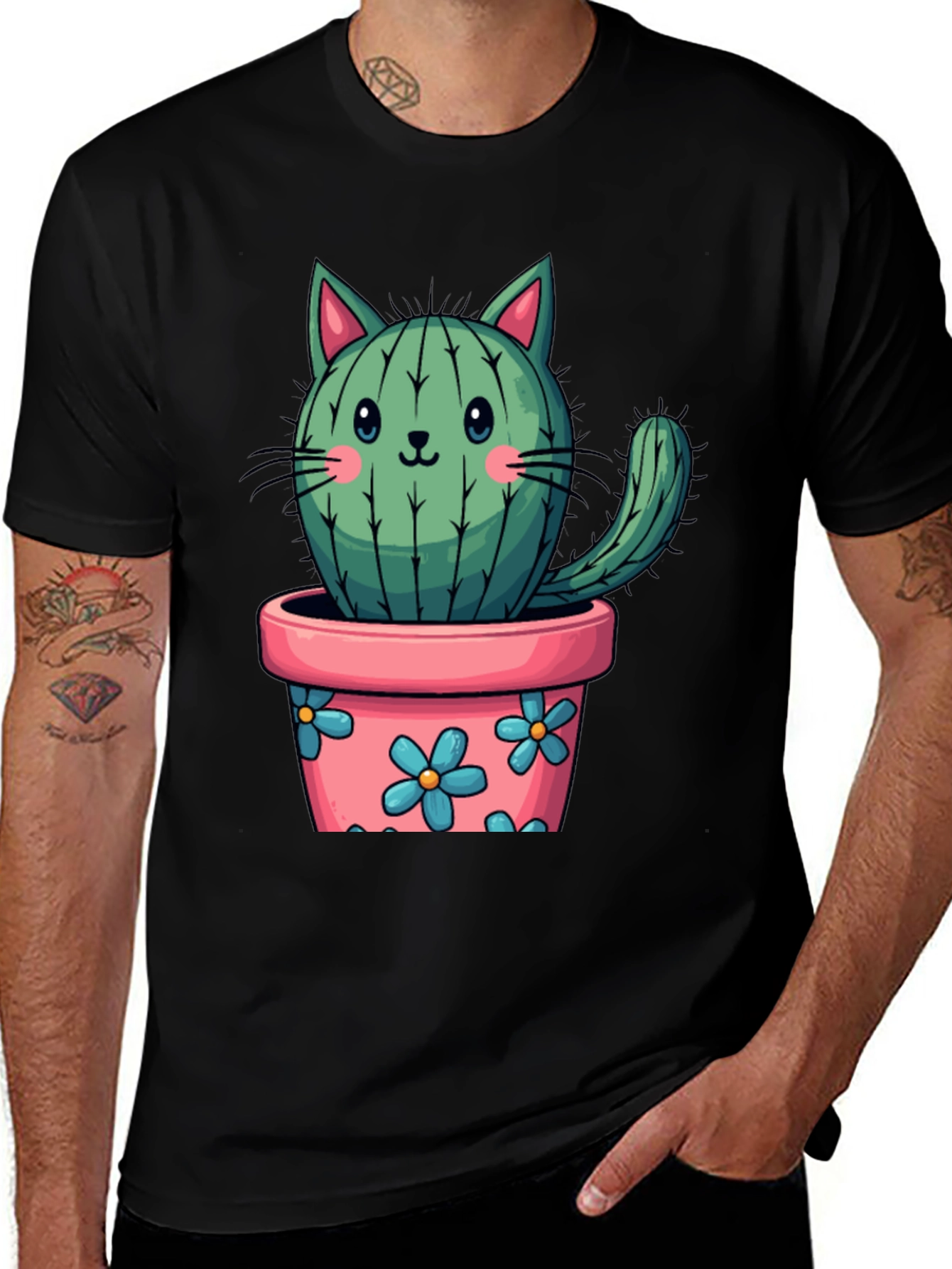 Cactus Cat T-Shirt - Cute Plant Lover Tee