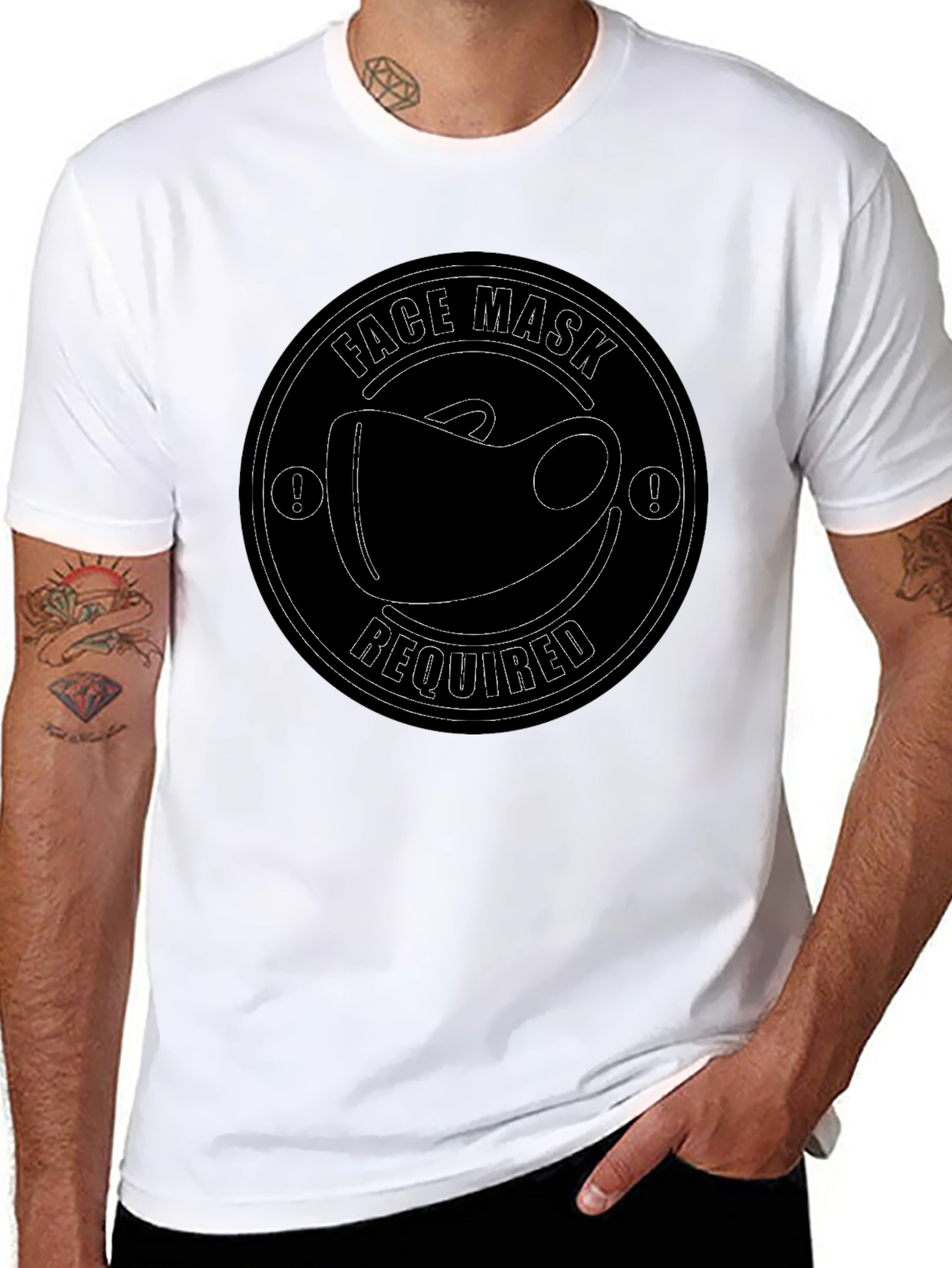 Face Mask Required T-Shirt - Black Crew Neck