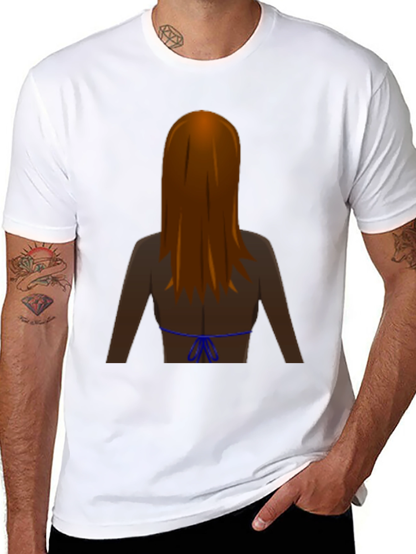 Fun Backless Woman Graphic Tee