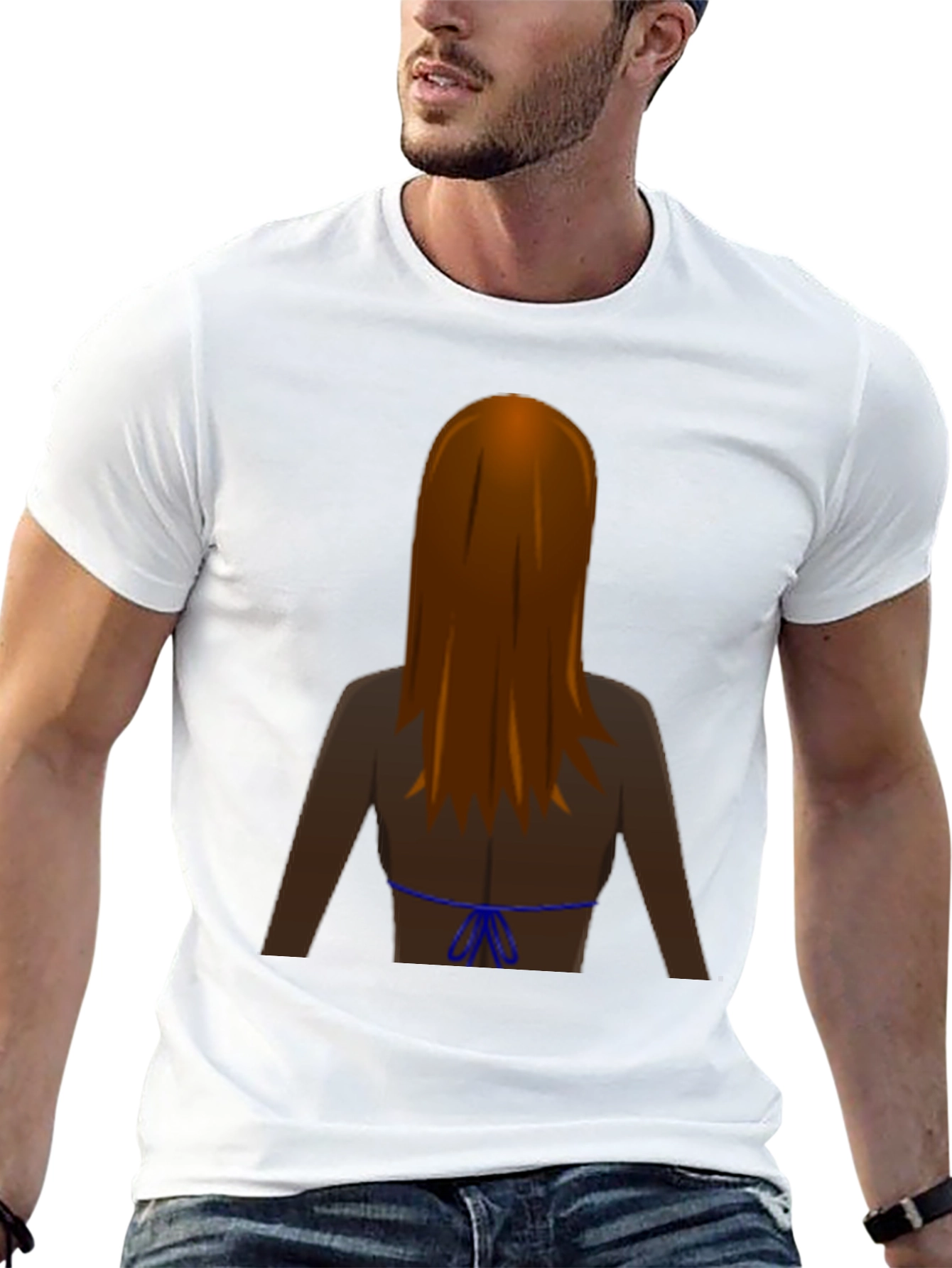 Fun Backless Woman Graphic Tee
