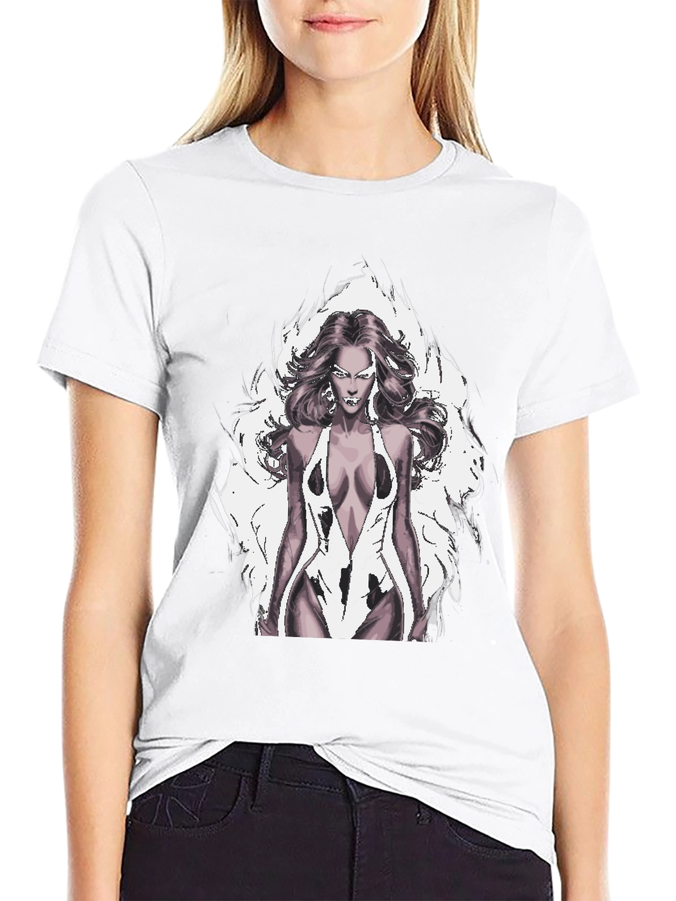 Woman Graphic Print Black T-Shirt