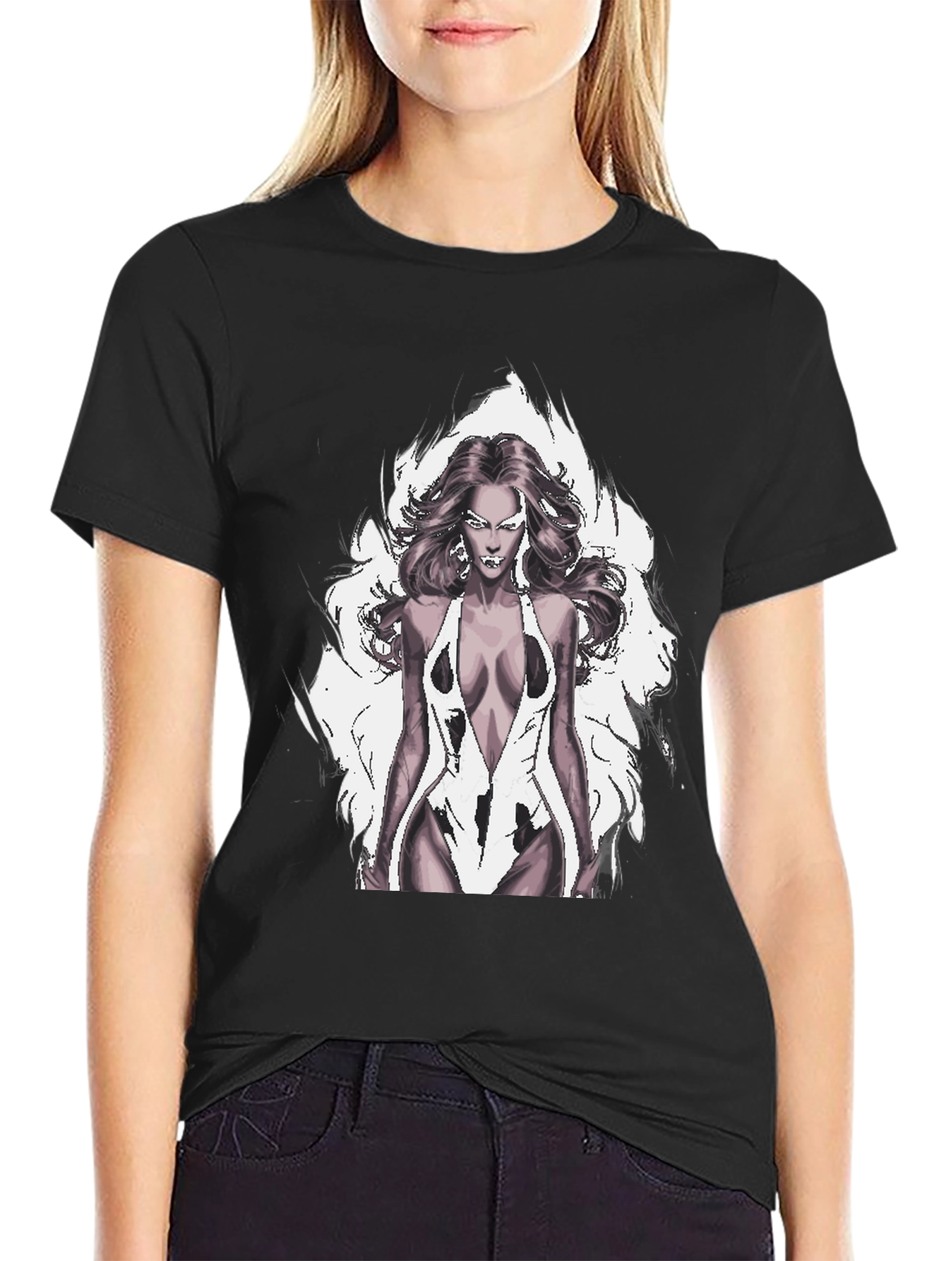 Woman Graphic Print Black T-Shirt