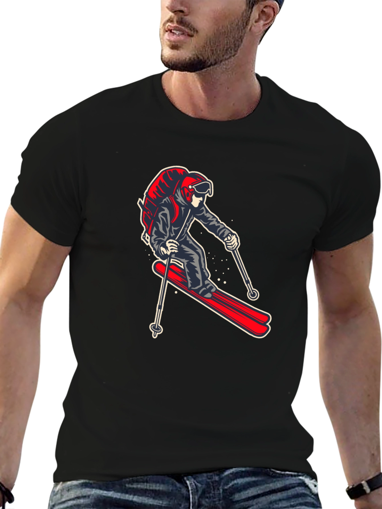 Skier Graphic Tee - Black T-Shirt