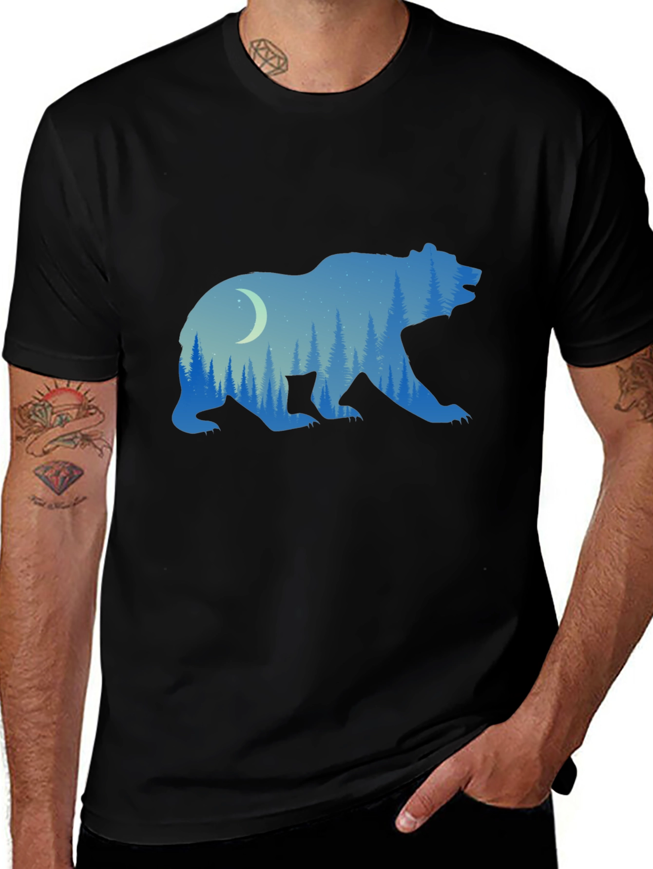 Nature Bear Graphic Tee - Black