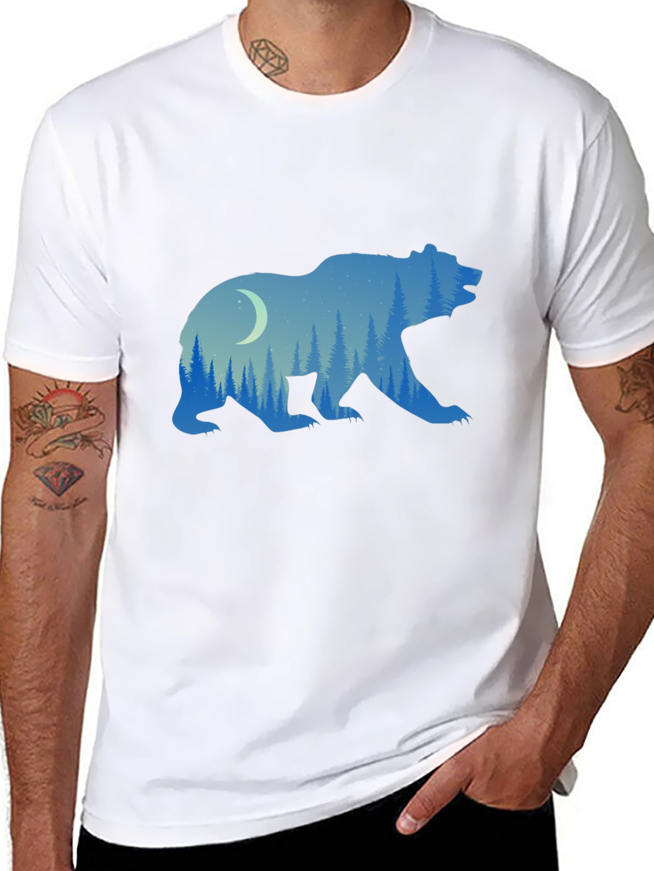 Nature Bear Graphic Tee - Black