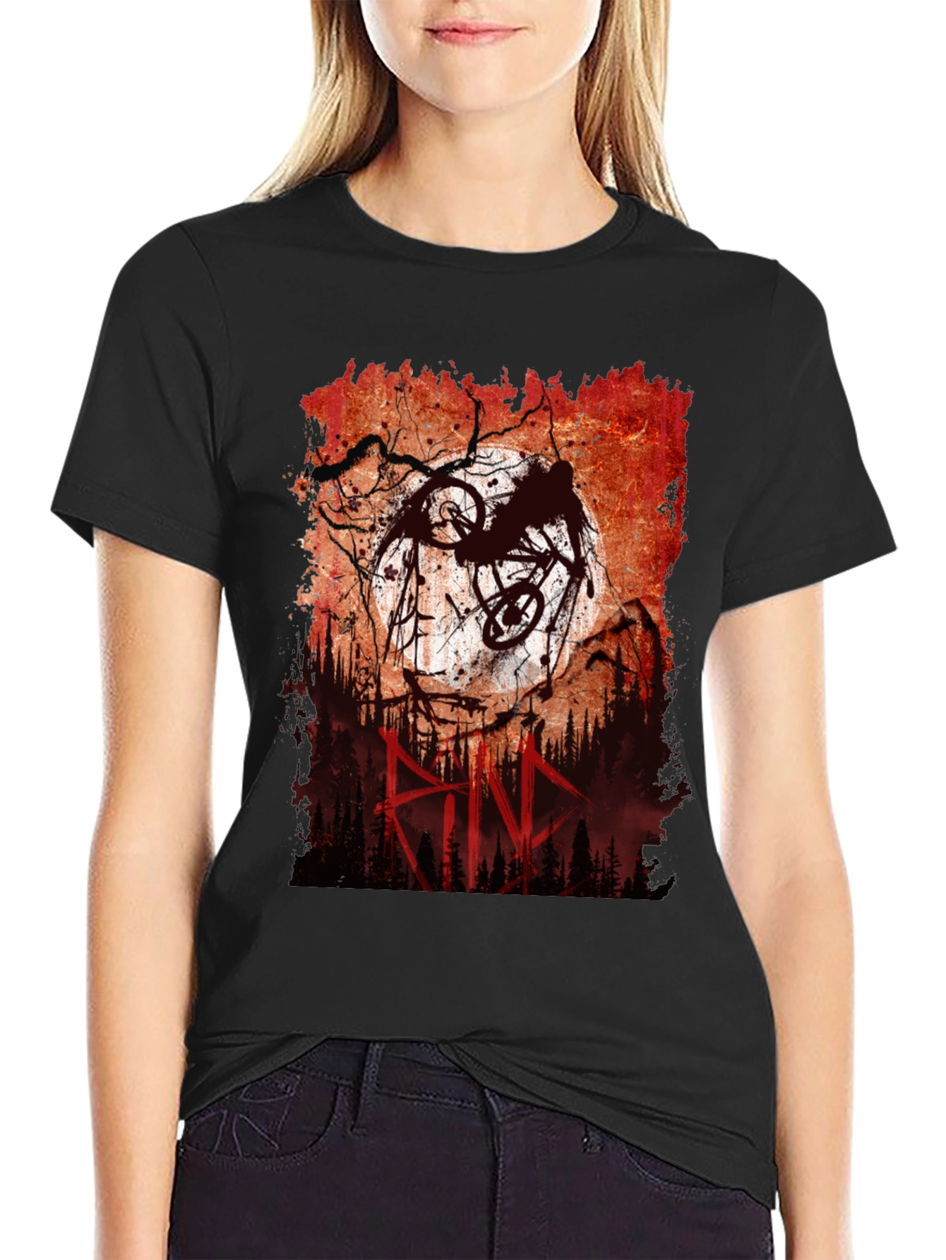 Mountain Bike Rider Graphic Tee - Mens Black T-Shirt