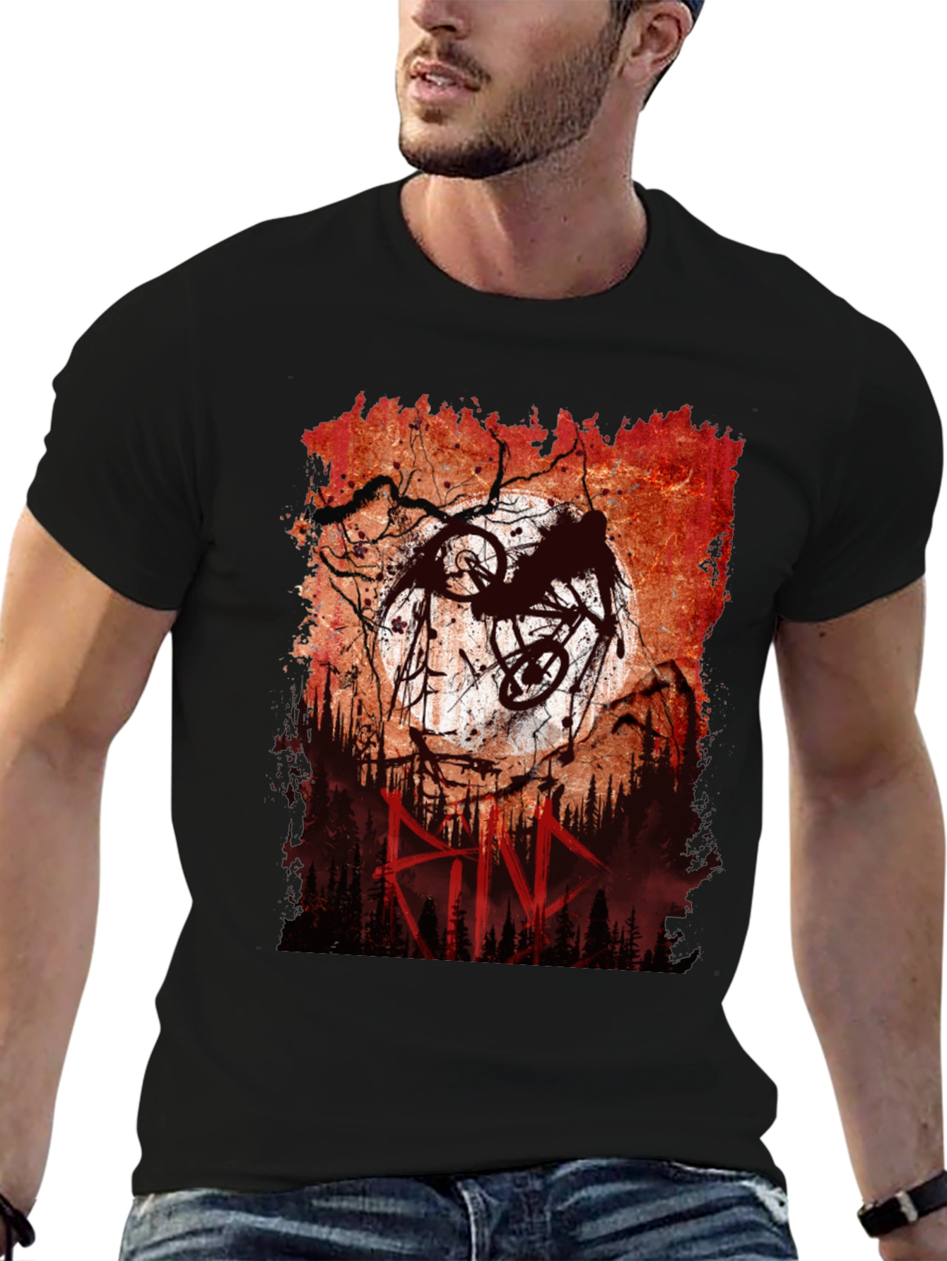 Mountain Bike Rider Graphic Tee - Mens Black T-Shirt