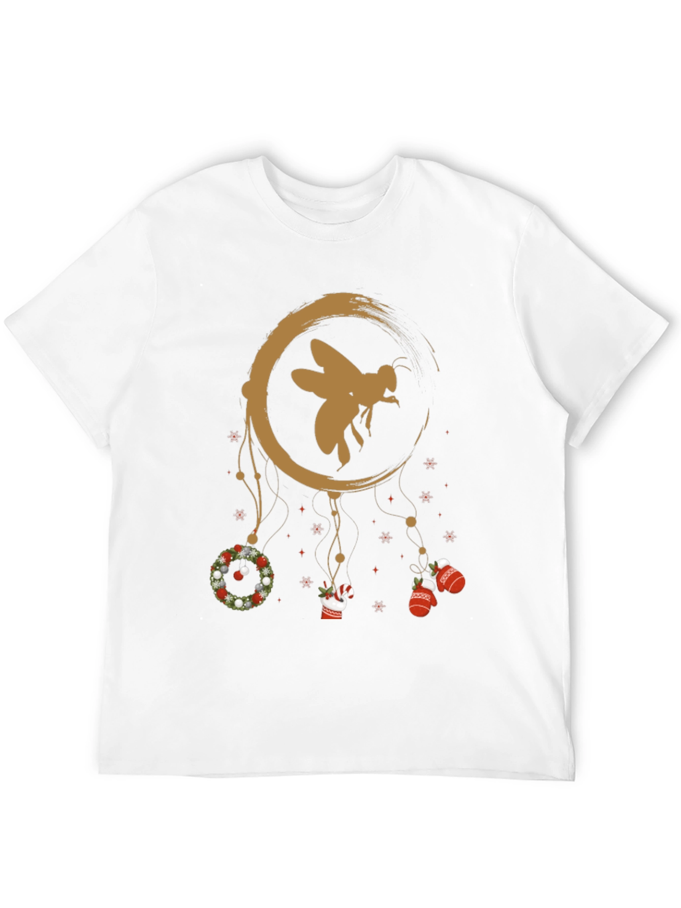 Festive Bee Graphic Tee - Christmas Holiday Design