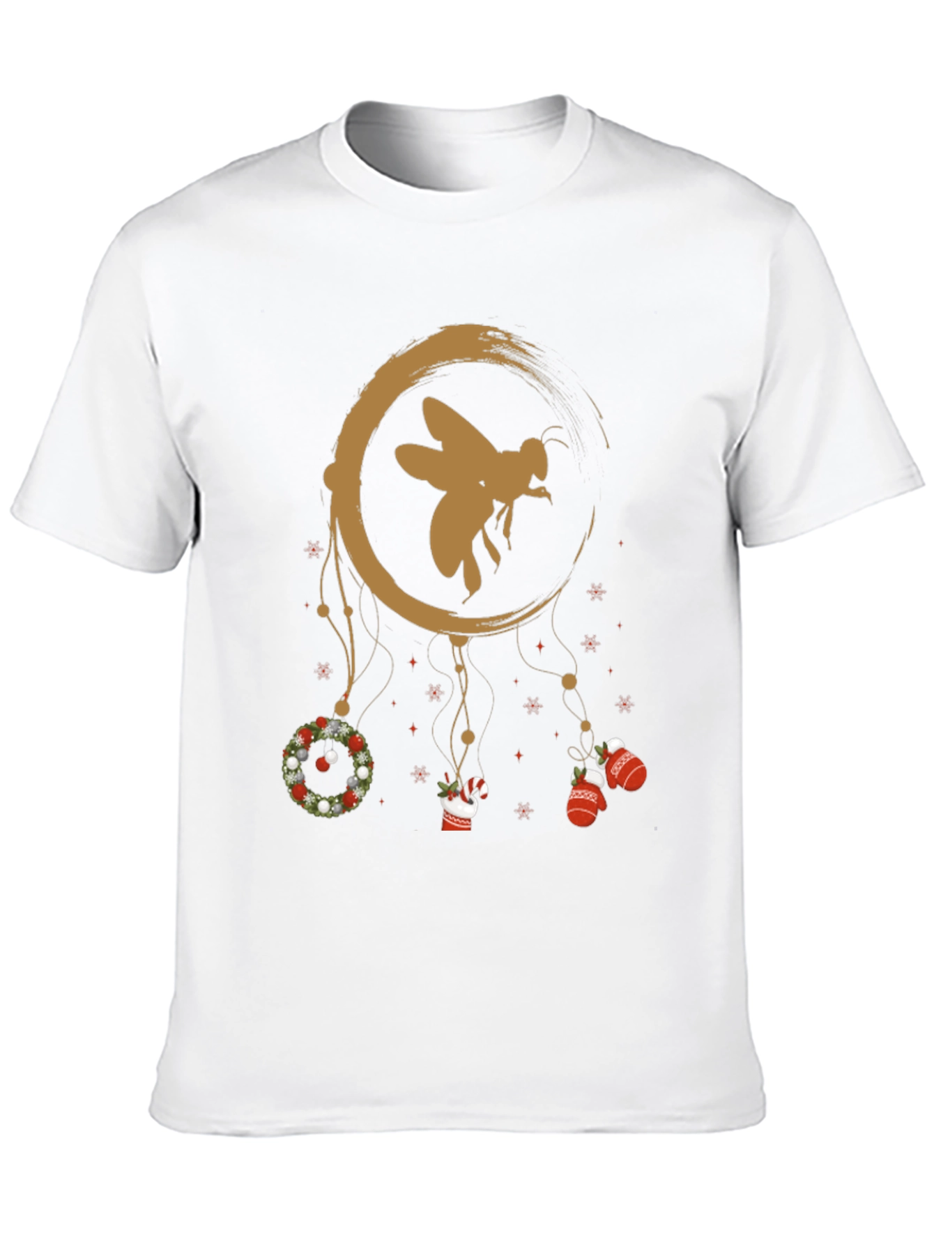 Festive Bee Graphic Tee - Christmas Holiday Design