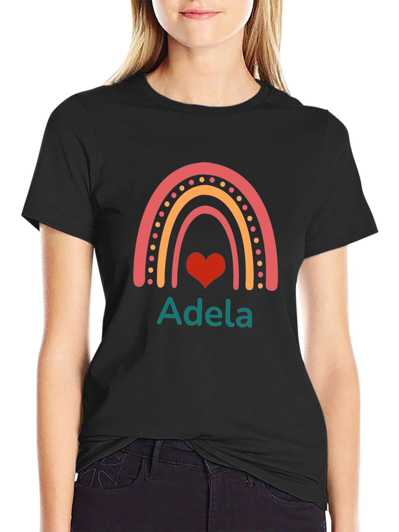 Adela Rainbow Heart Personalized Tee