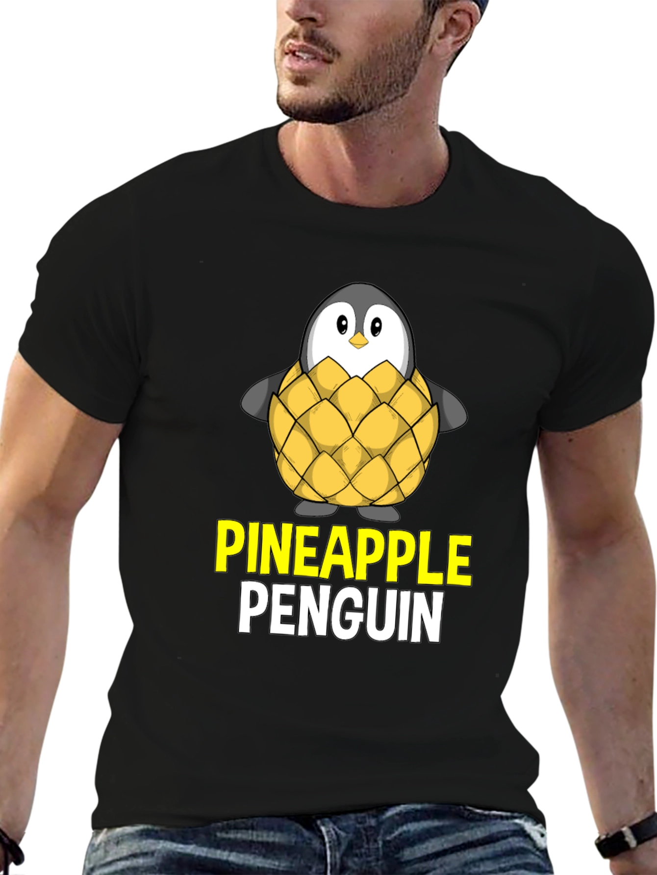 Pineapple Penguin Graphic T-Shirt - Unique Design