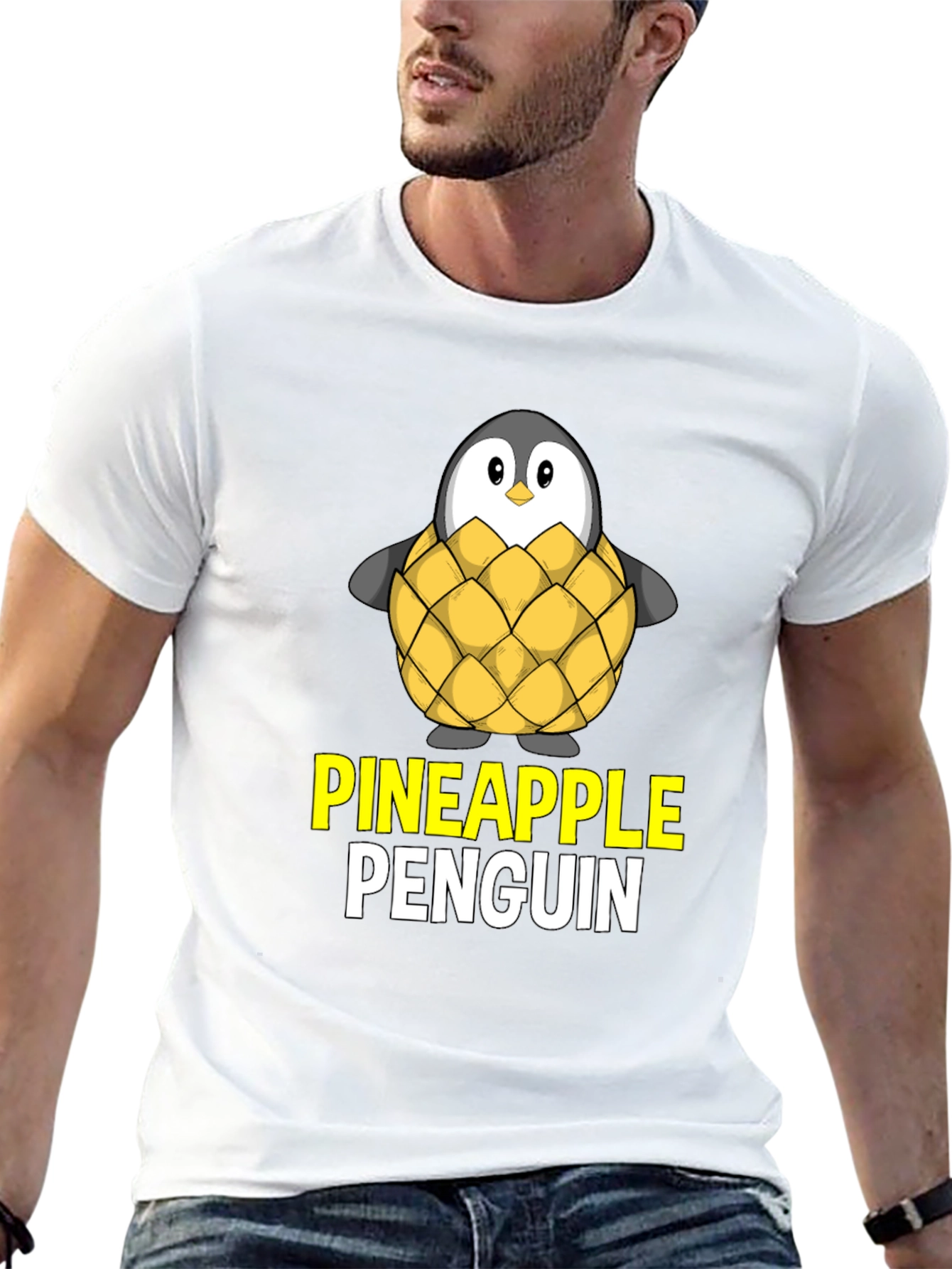 Pineapple Penguin Graphic T-Shirt - Unique Design