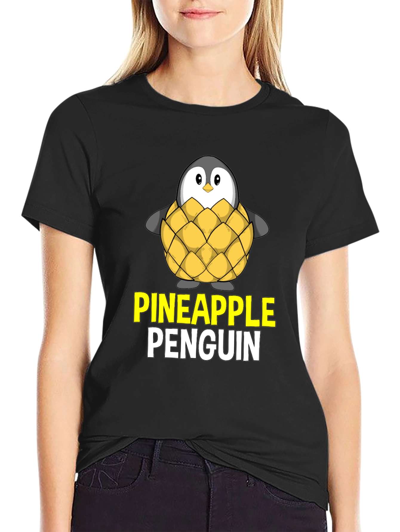 Pineapple Penguin Graphic T-Shirt - Unique Design
