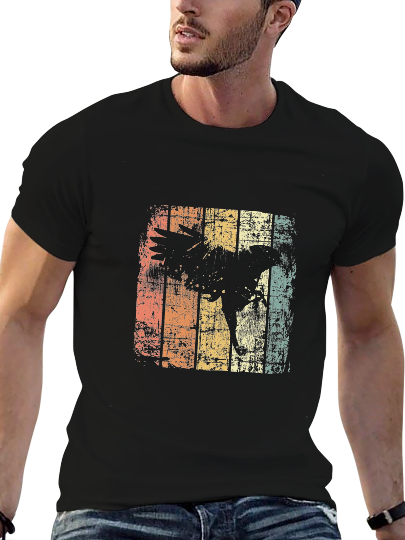 Retro Eagle Graphic Tee - Mens Black T-Shirt
