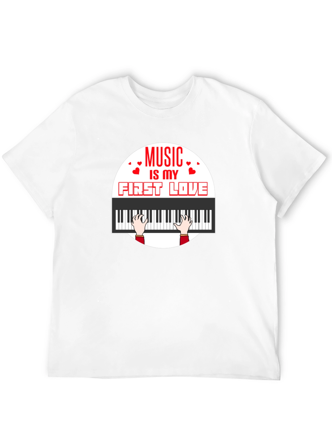 Music is My First Love Black Graphic T-Shirt