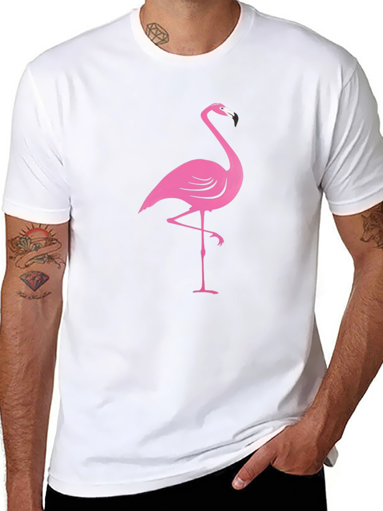 Pink Flamingo Black T-Shirt