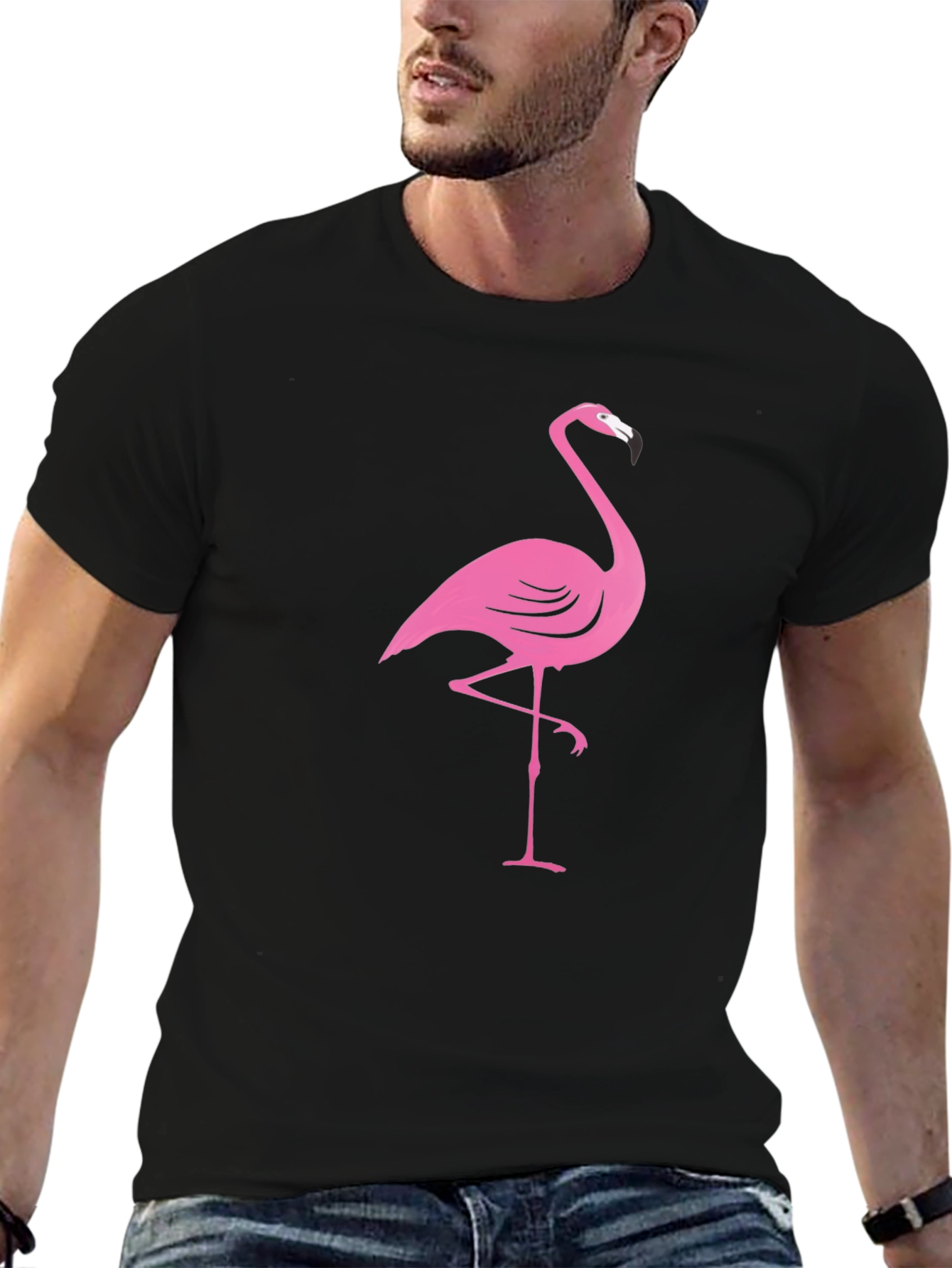 Pink Flamingo Black T-Shirt