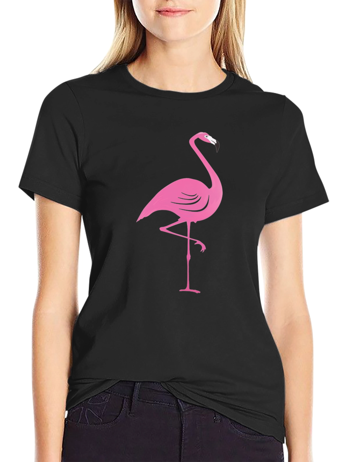 Pink Flamingo Black T-Shirt