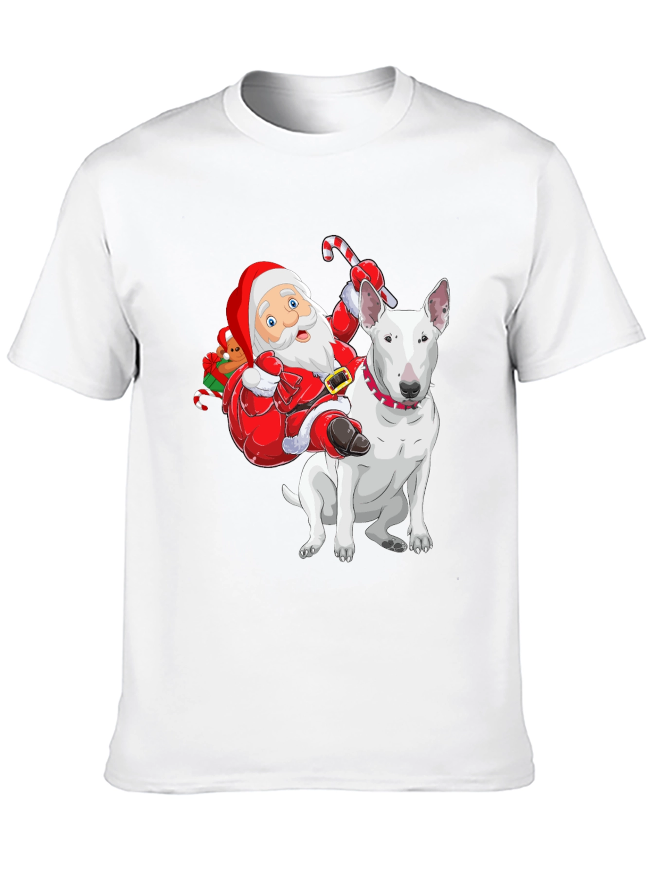 Santa Riding a Bull Terrier T-Shirt