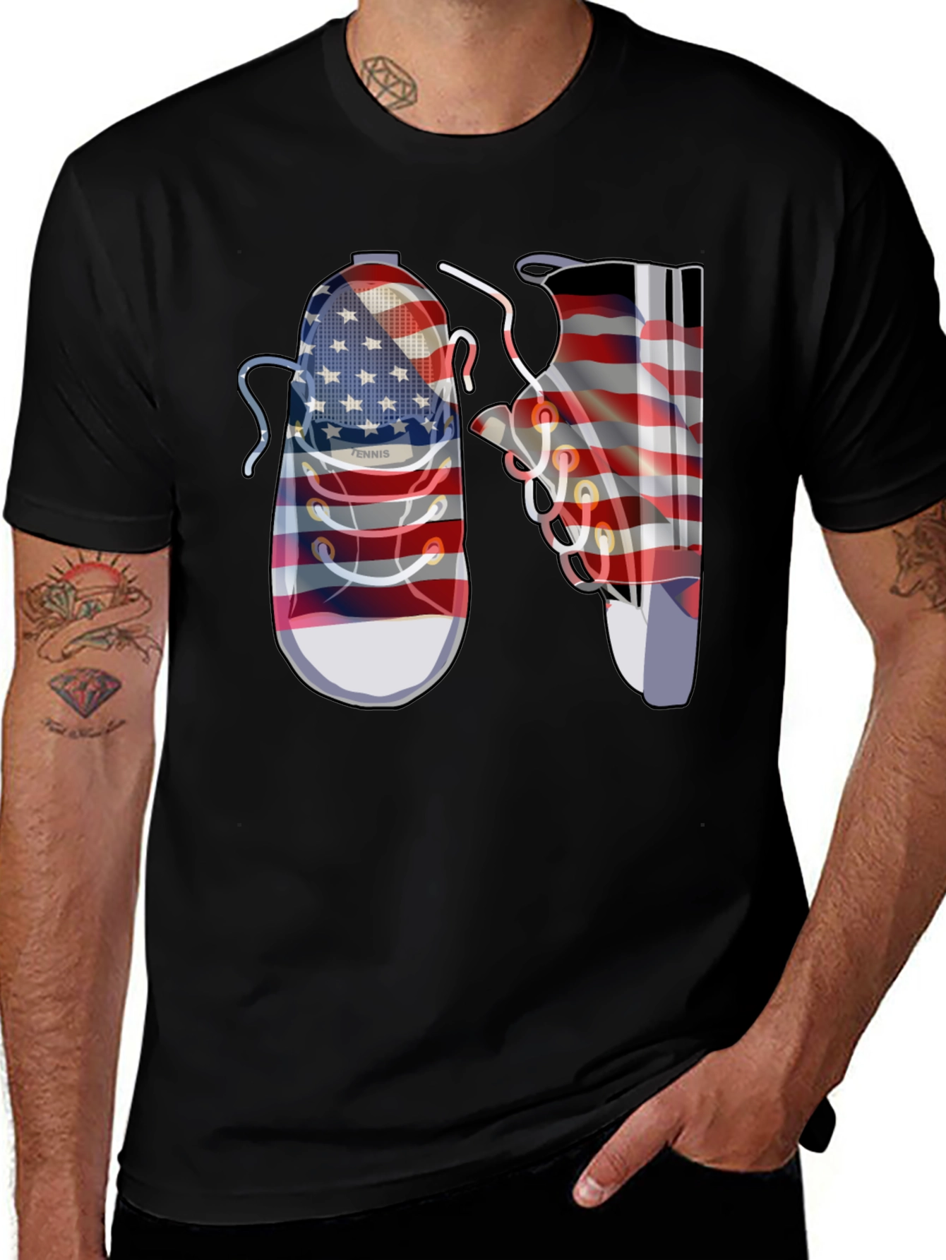 American Flag Sneaker Graphic T-Shirt