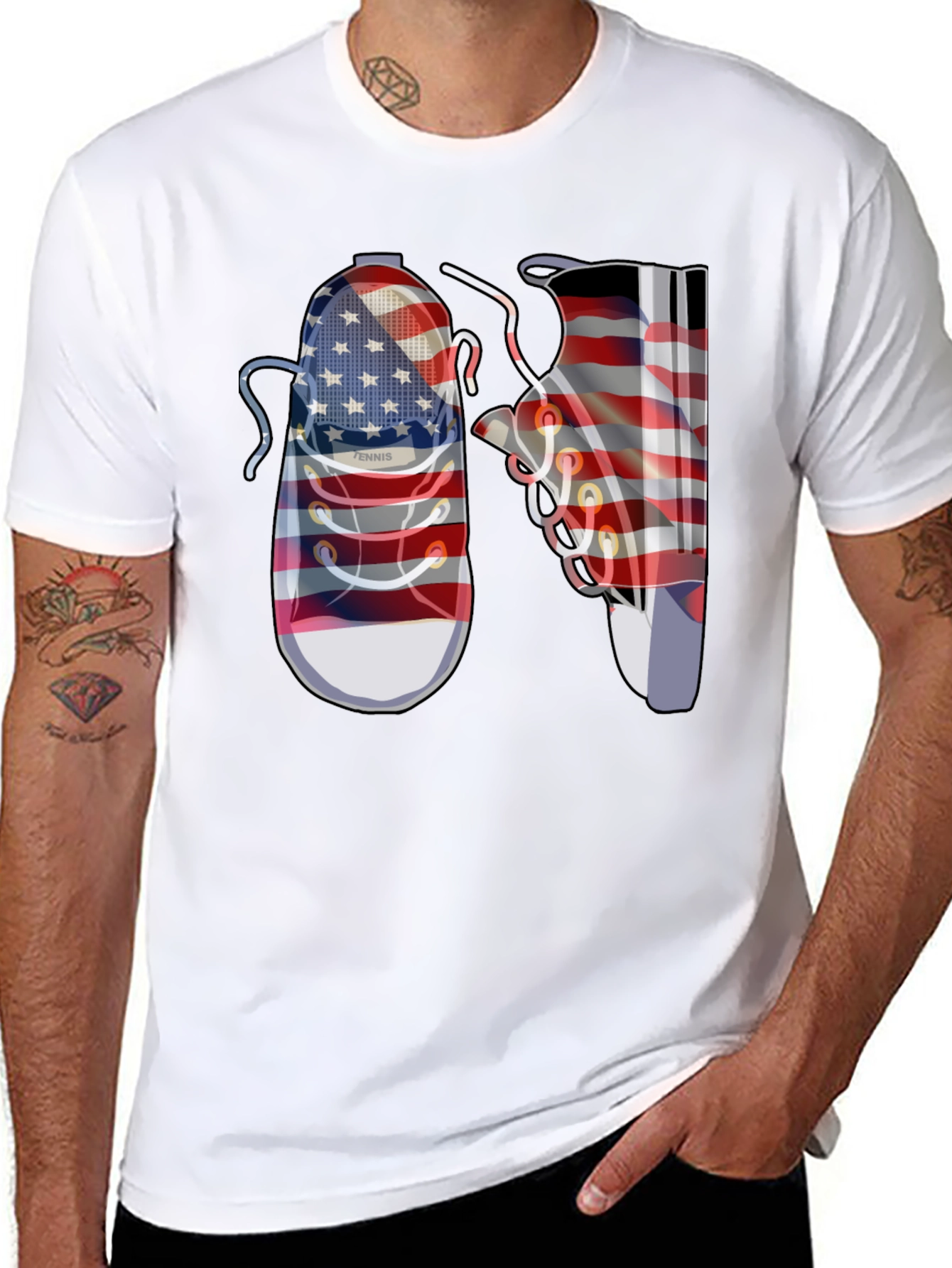 American Flag Sneaker Graphic T-Shirt