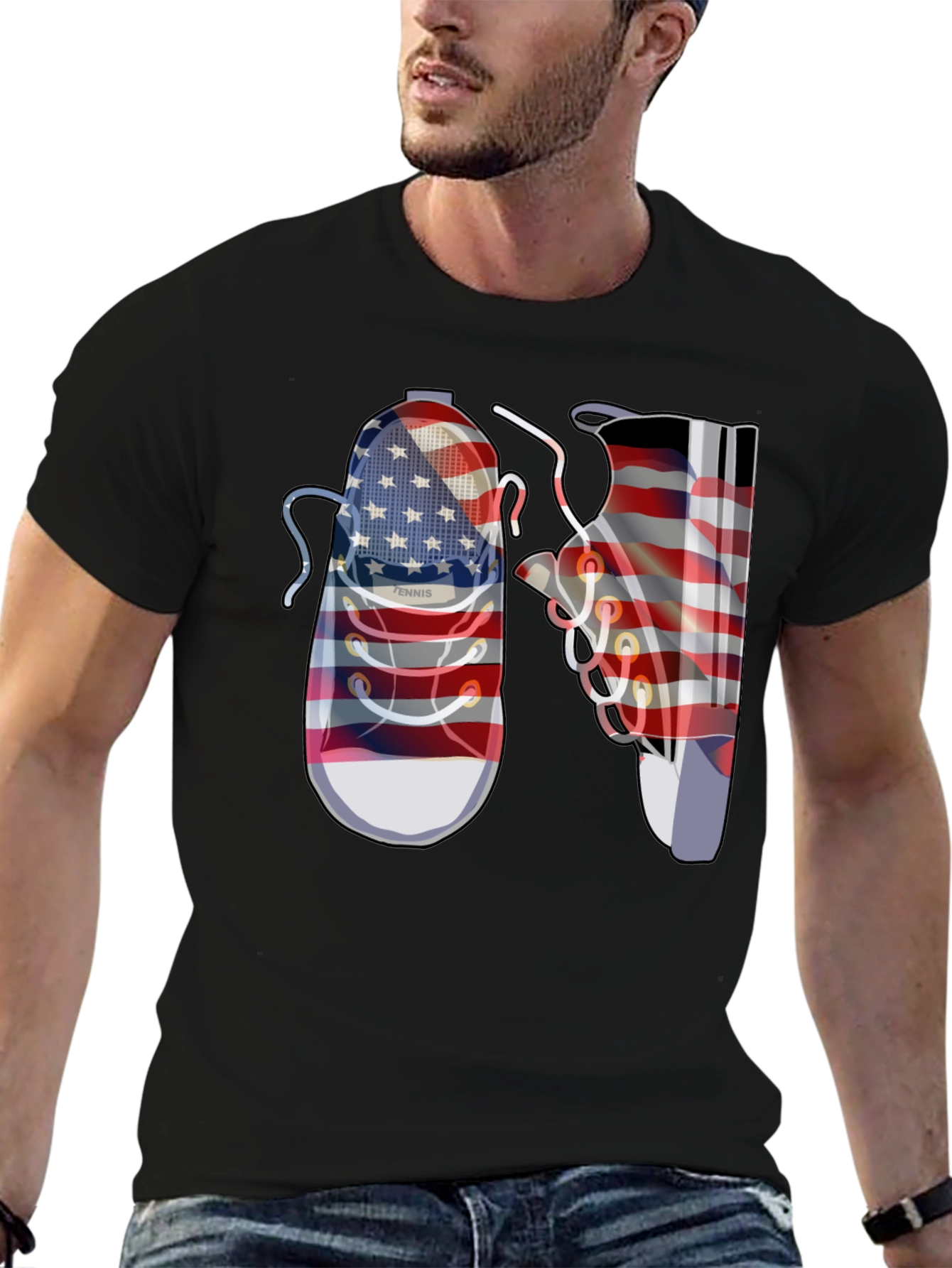 American Flag Sneaker Graphic T-Shirt