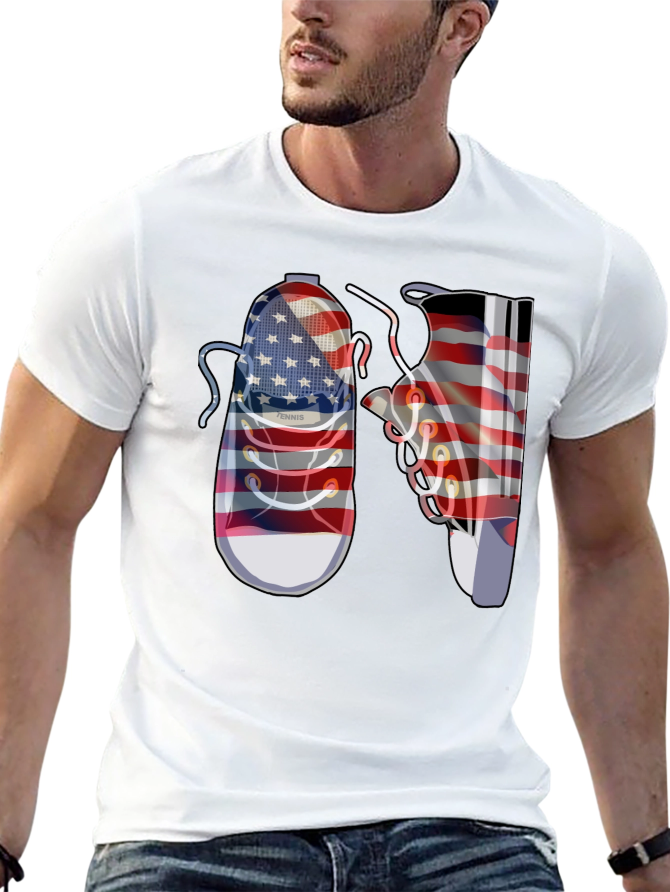 American Flag Sneaker Graphic T-Shirt
