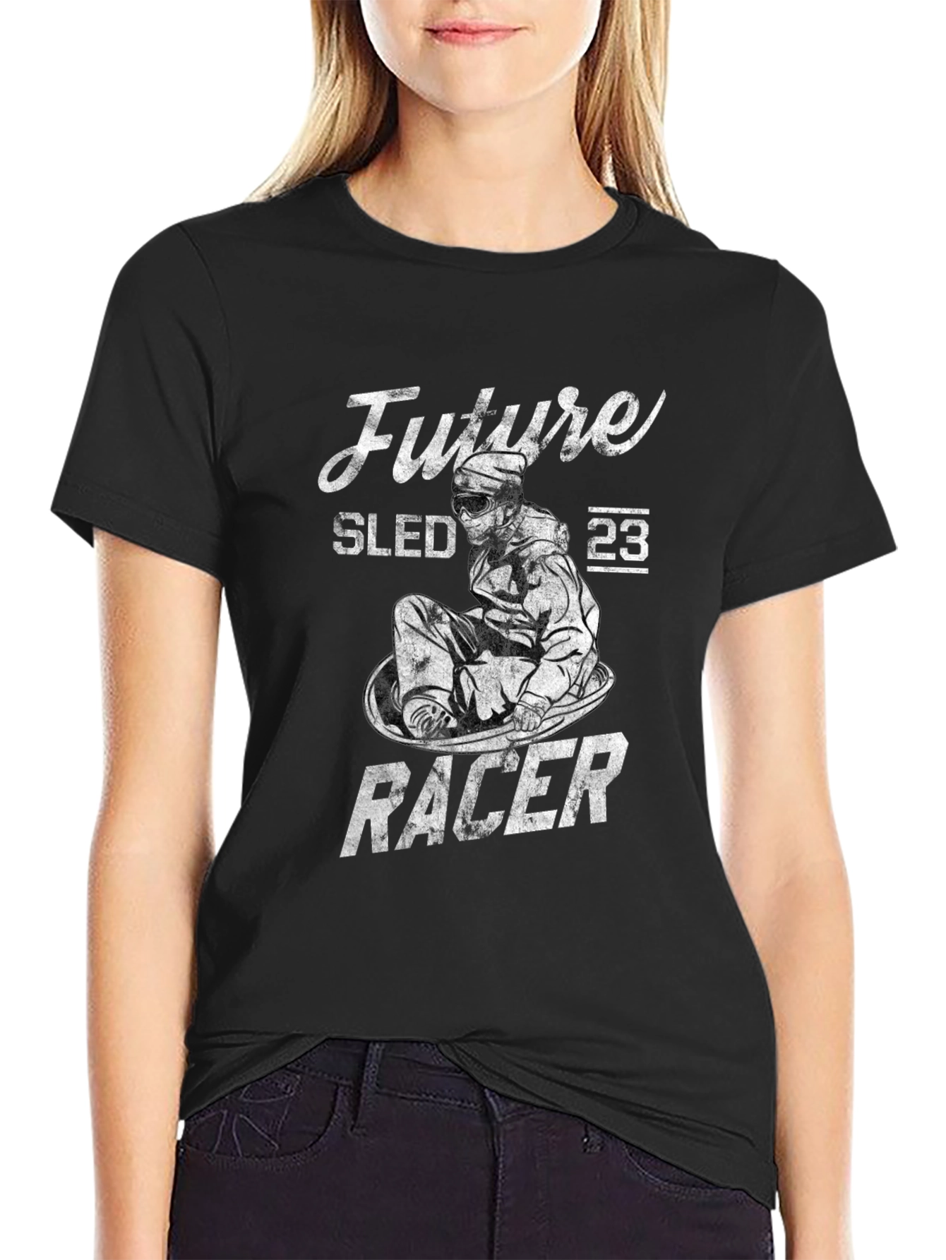 Future Sled Racer Graphic Tee - Black Cotton T-Shirt