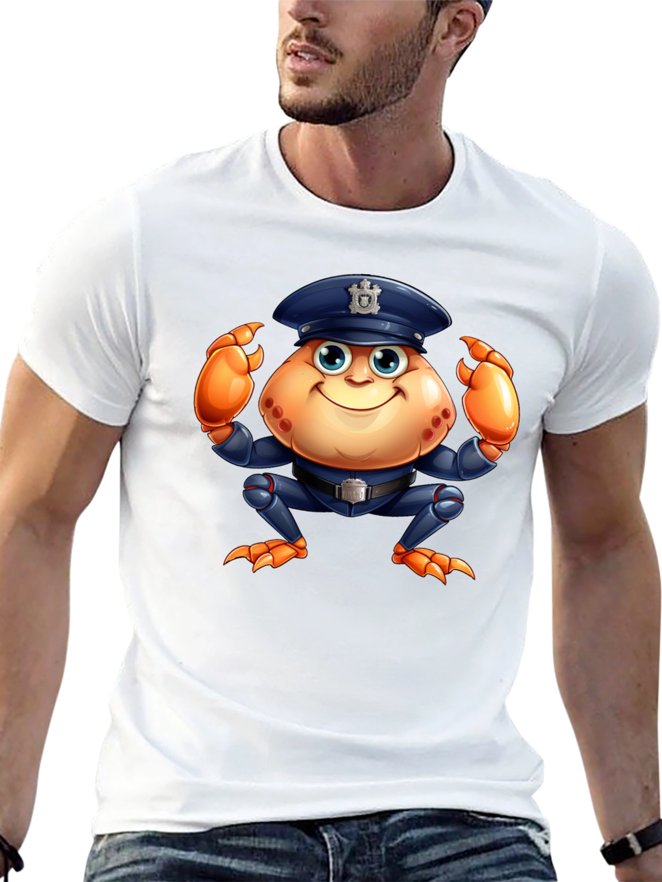 Cartoon Crab Police T-Shirt