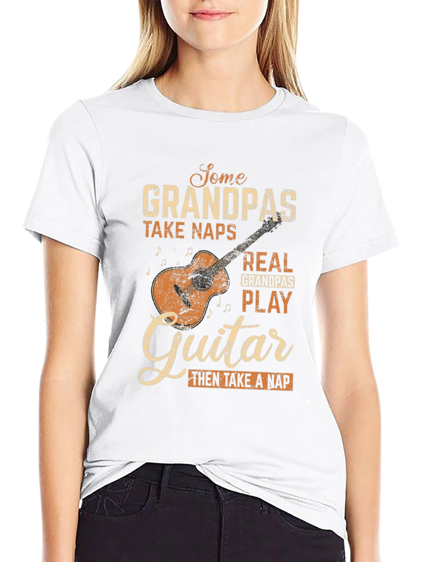 Grandpa Guitar Player Graphic T-Shirt