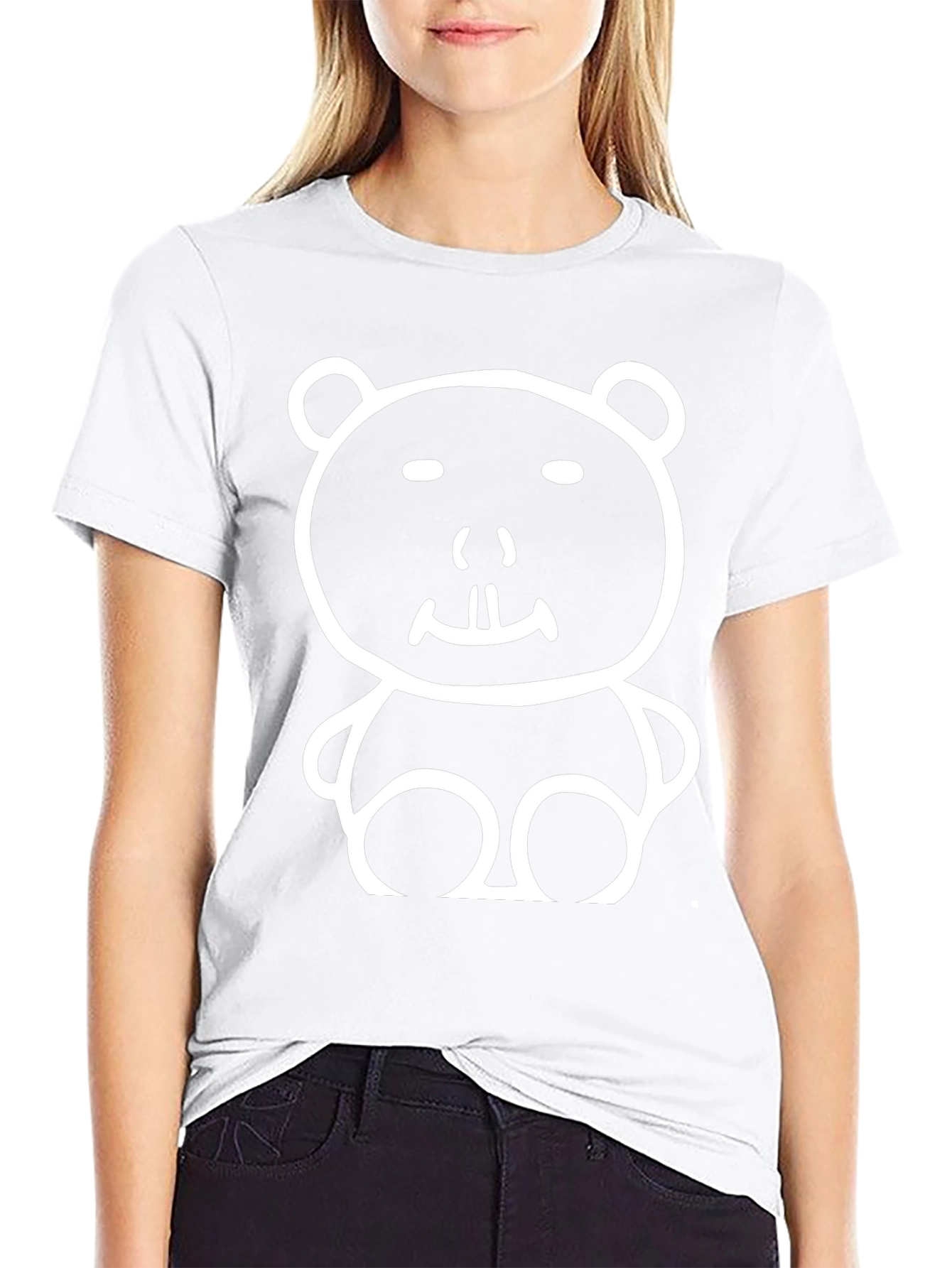 Funny Cartoon Bear Black T-Shirt