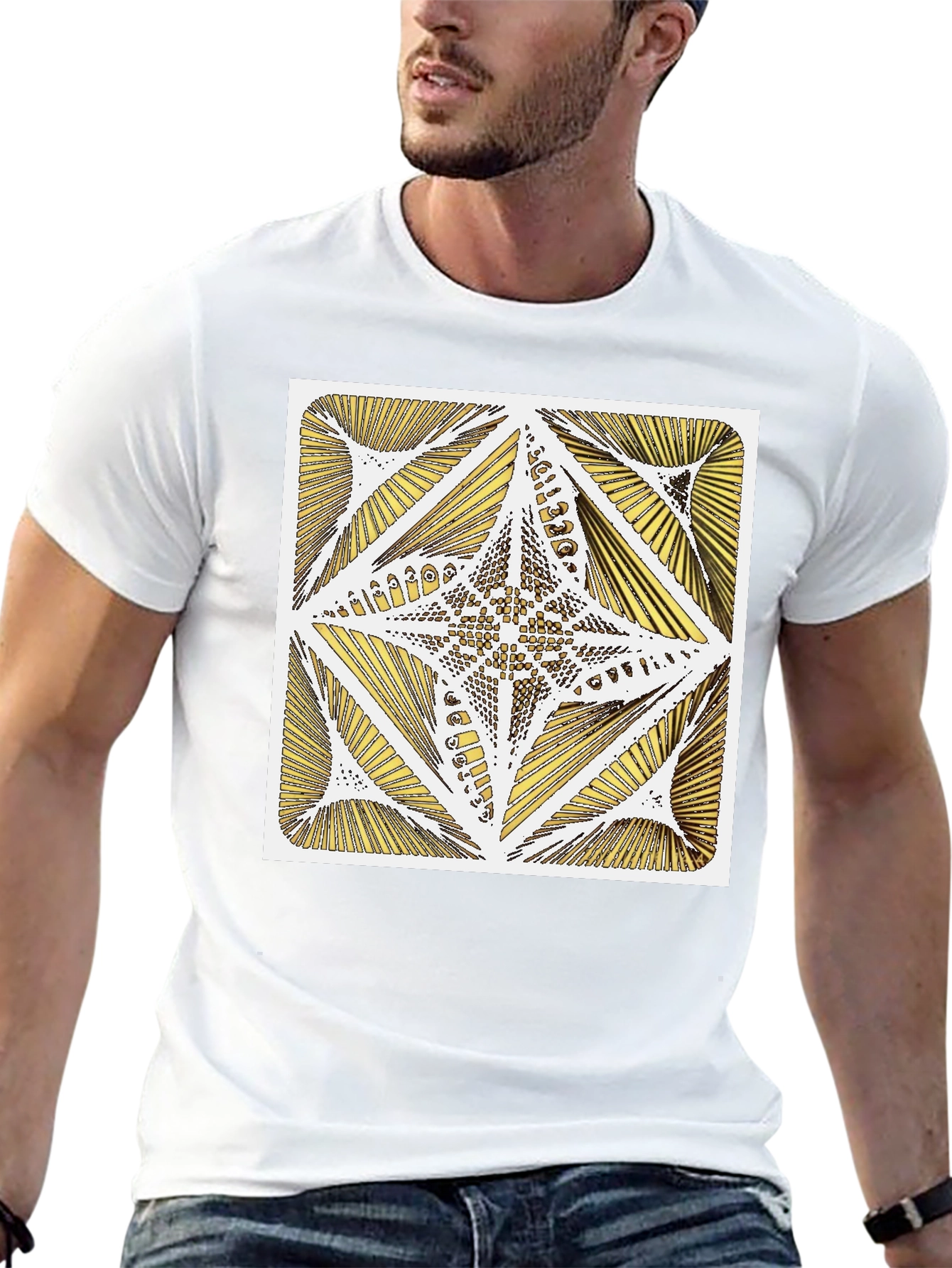 Geometric Star Graphic Tee - Modern Art Shirt