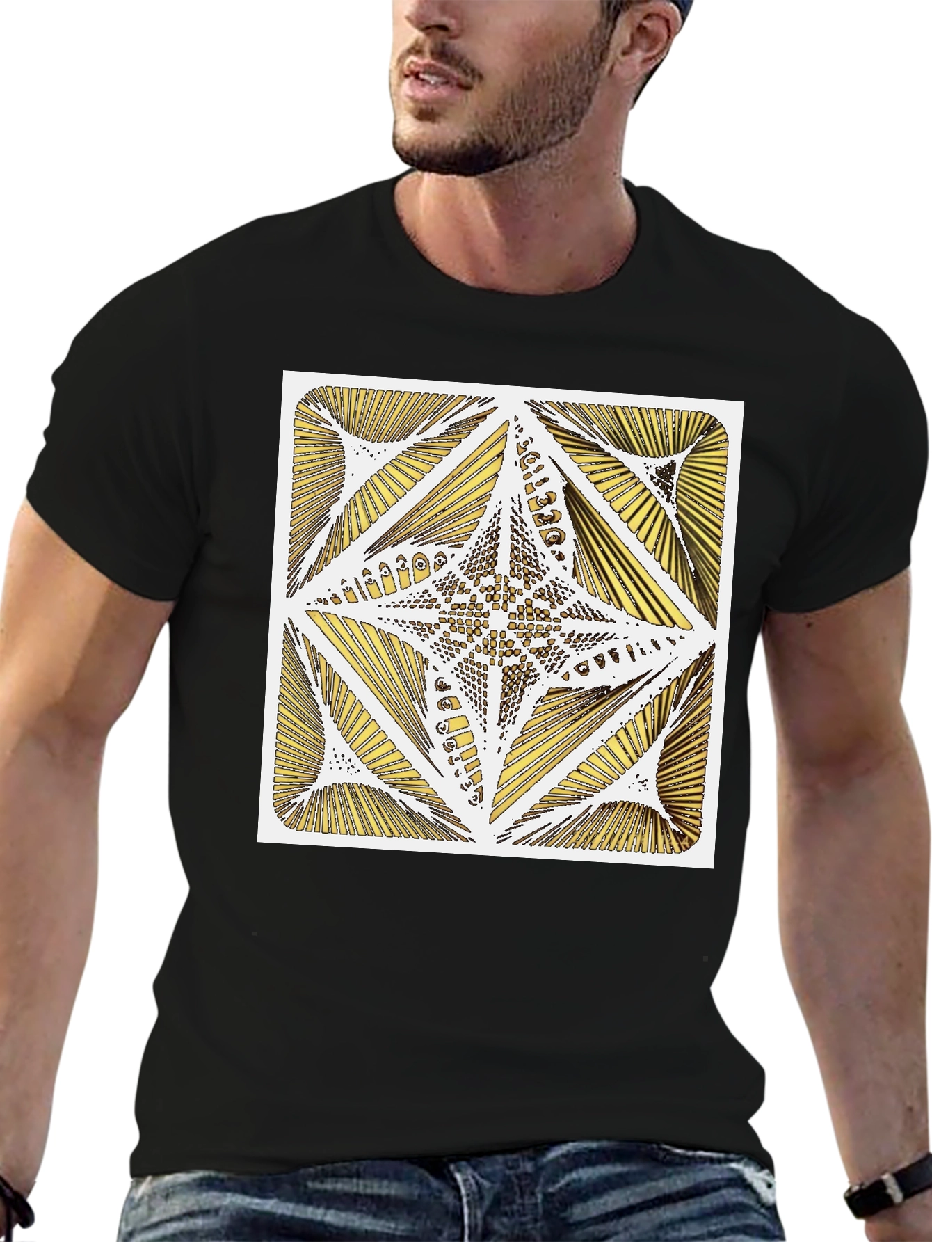 Geometric Star Graphic Tee - Modern Art Shirt