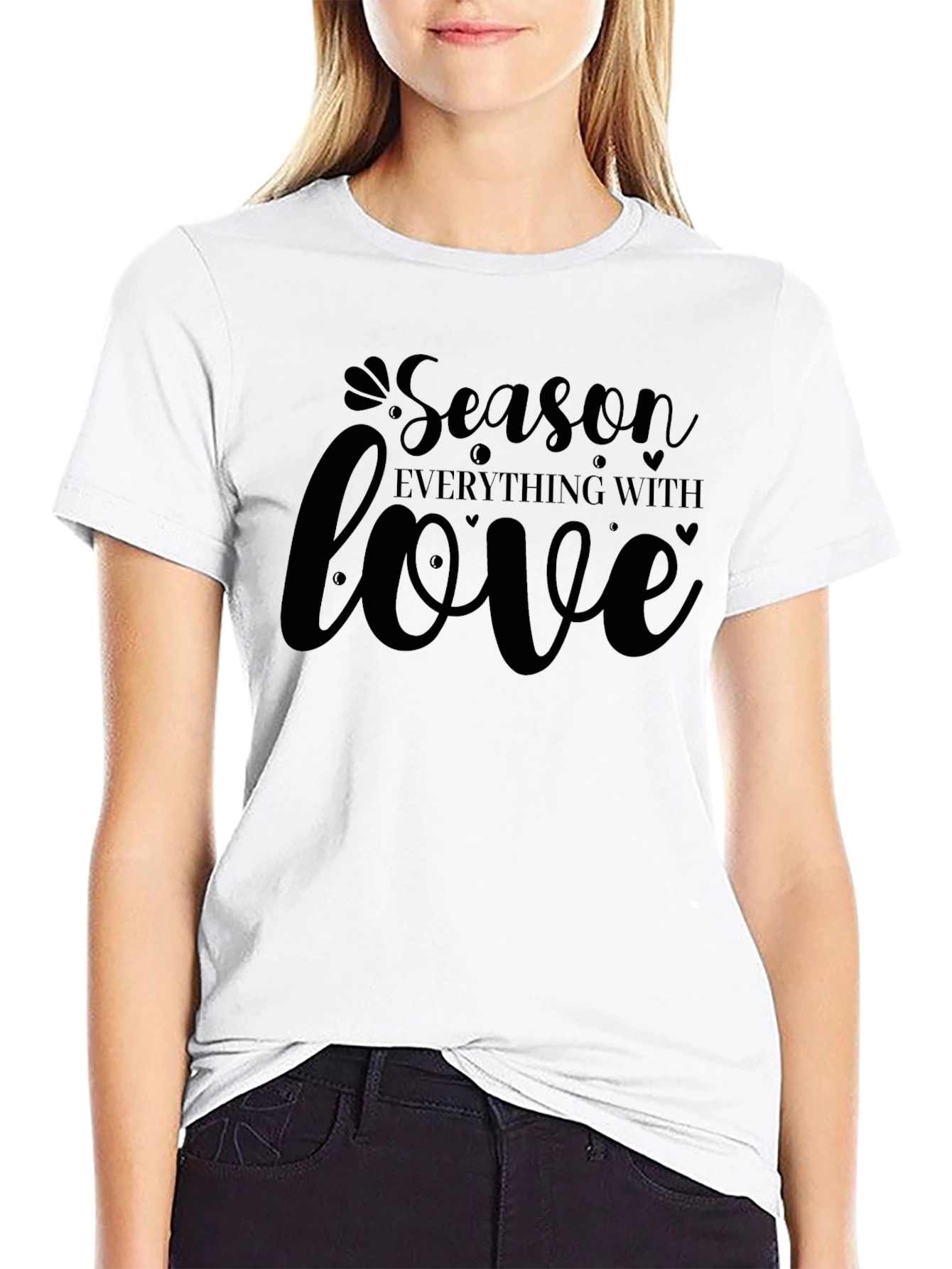 Season Everything with Love Black Graphic Tee