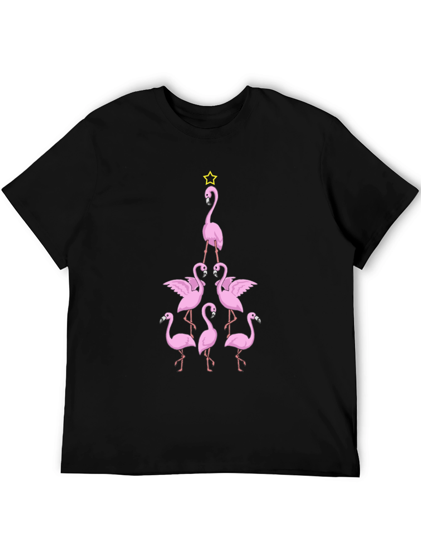 Flamingo Christmas Tree Graphic T-Shirt