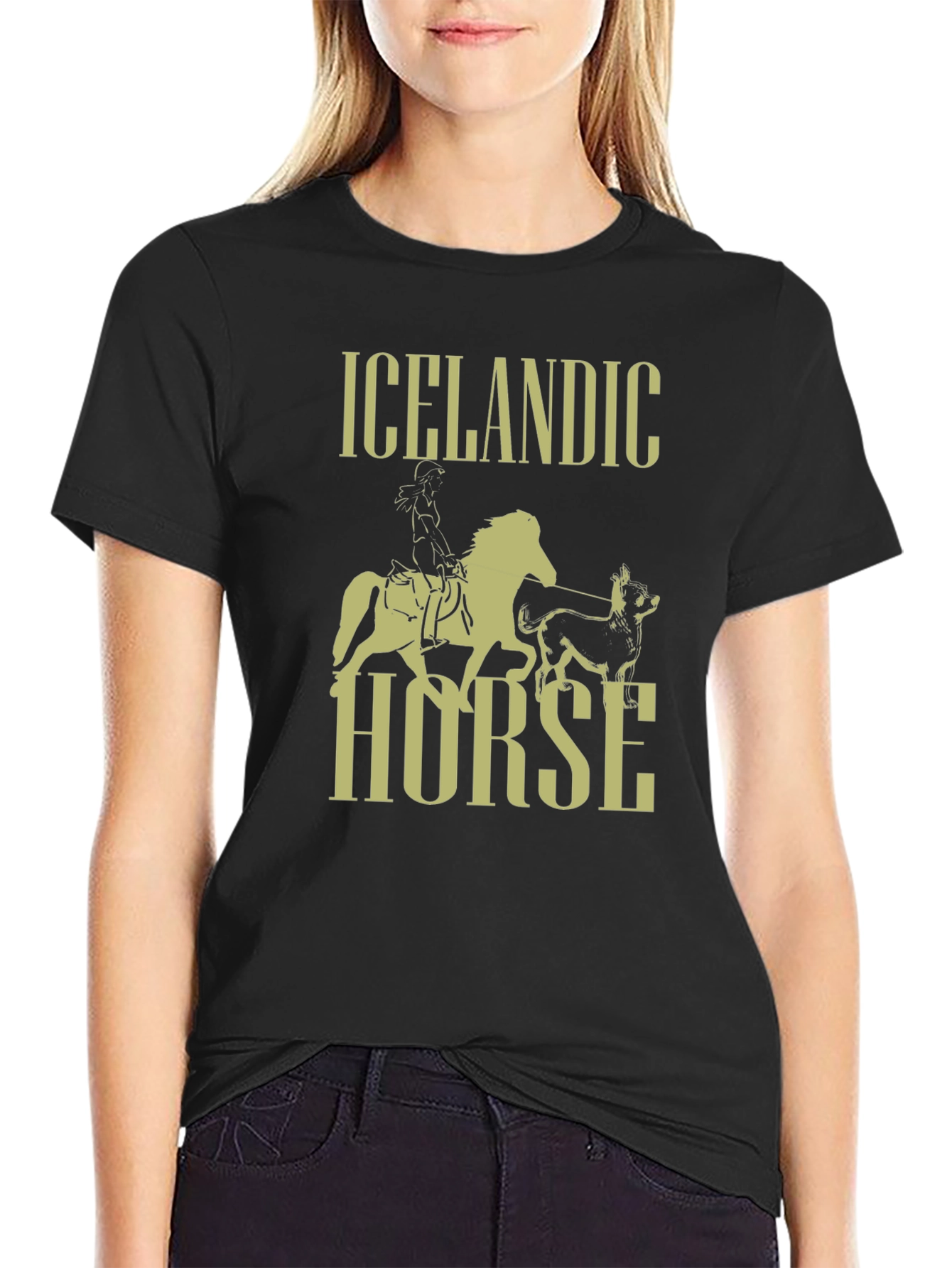 Icelandic Horse Graphic T-Shirt - Black