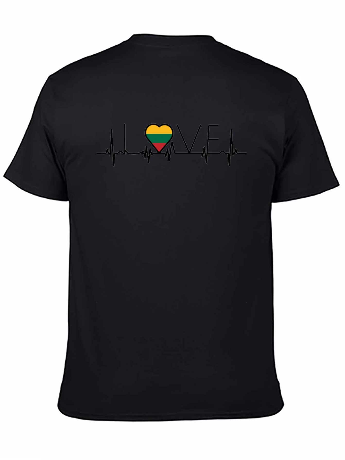 Love Lithuania Heartbeat T-Shirt - Unisex Black Tee