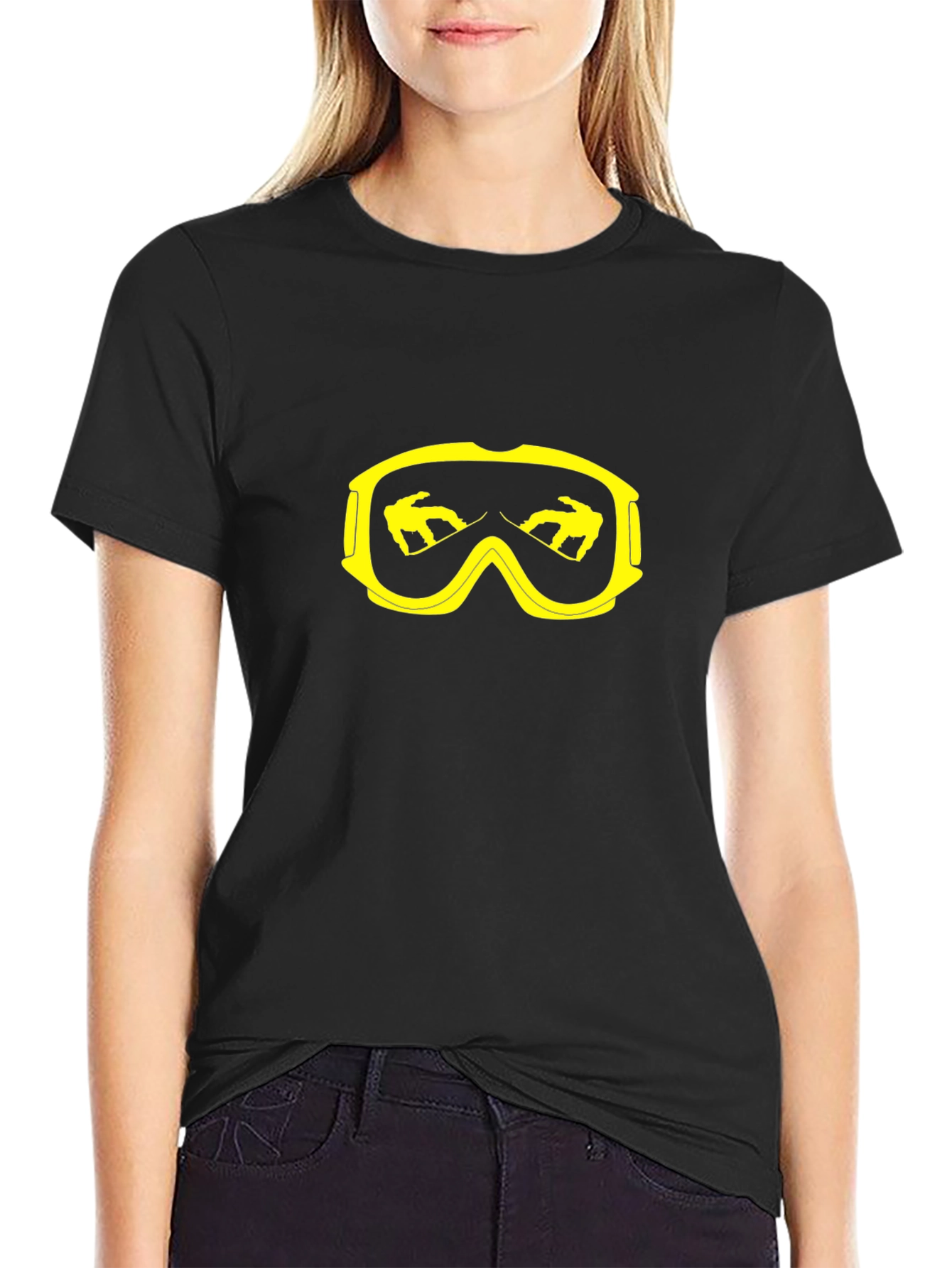 Cool Black T-Shirt with Yellow Goggle Graphic