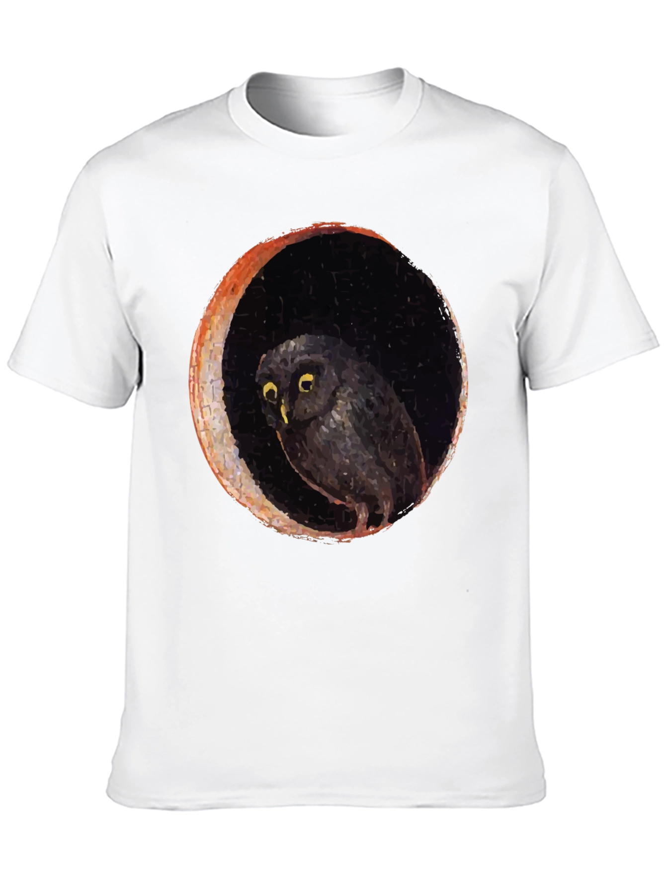 Owl and Moon Graphic Black T-Shirt