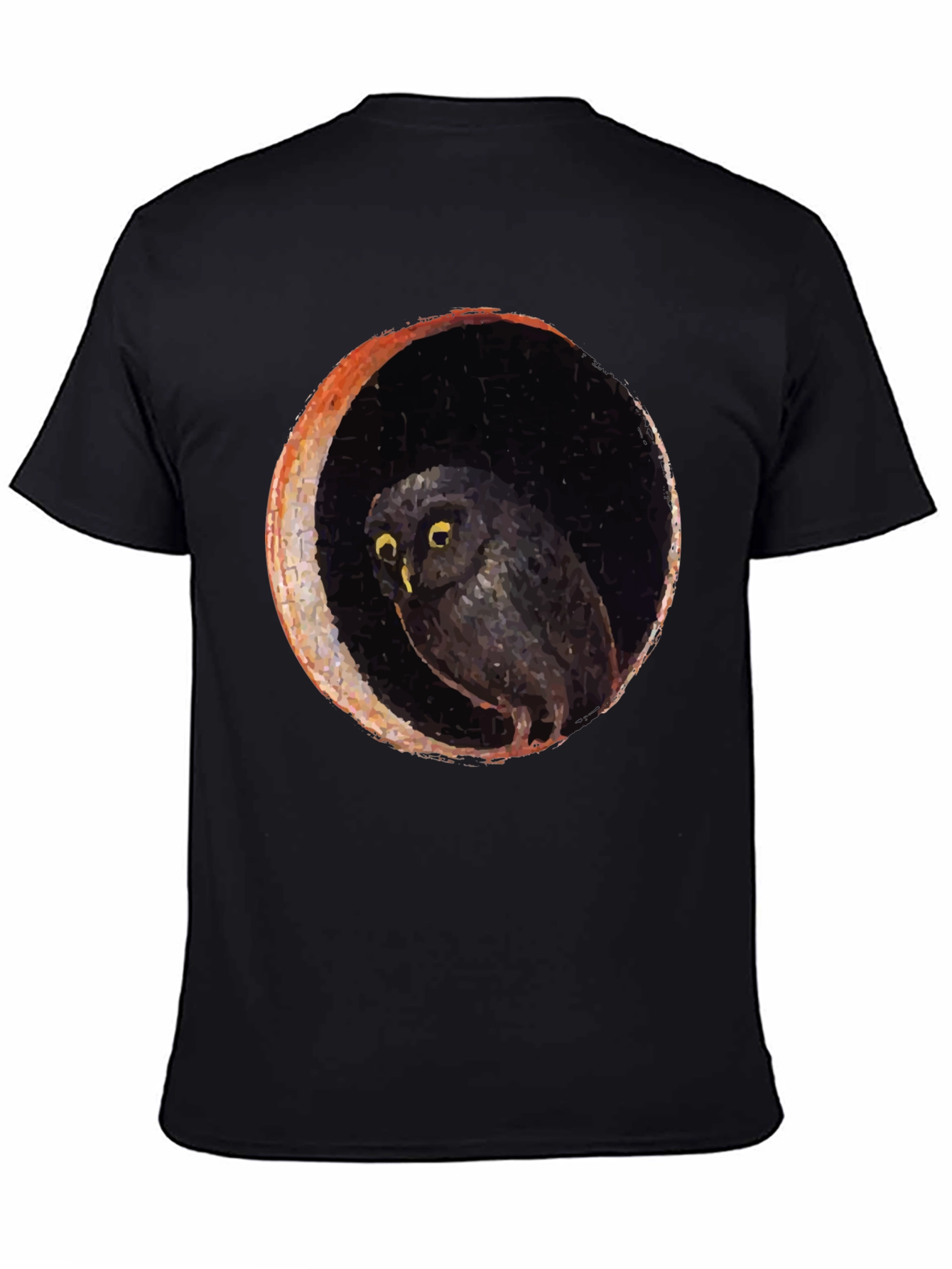 Owl and Moon Graphic Black T-Shirt