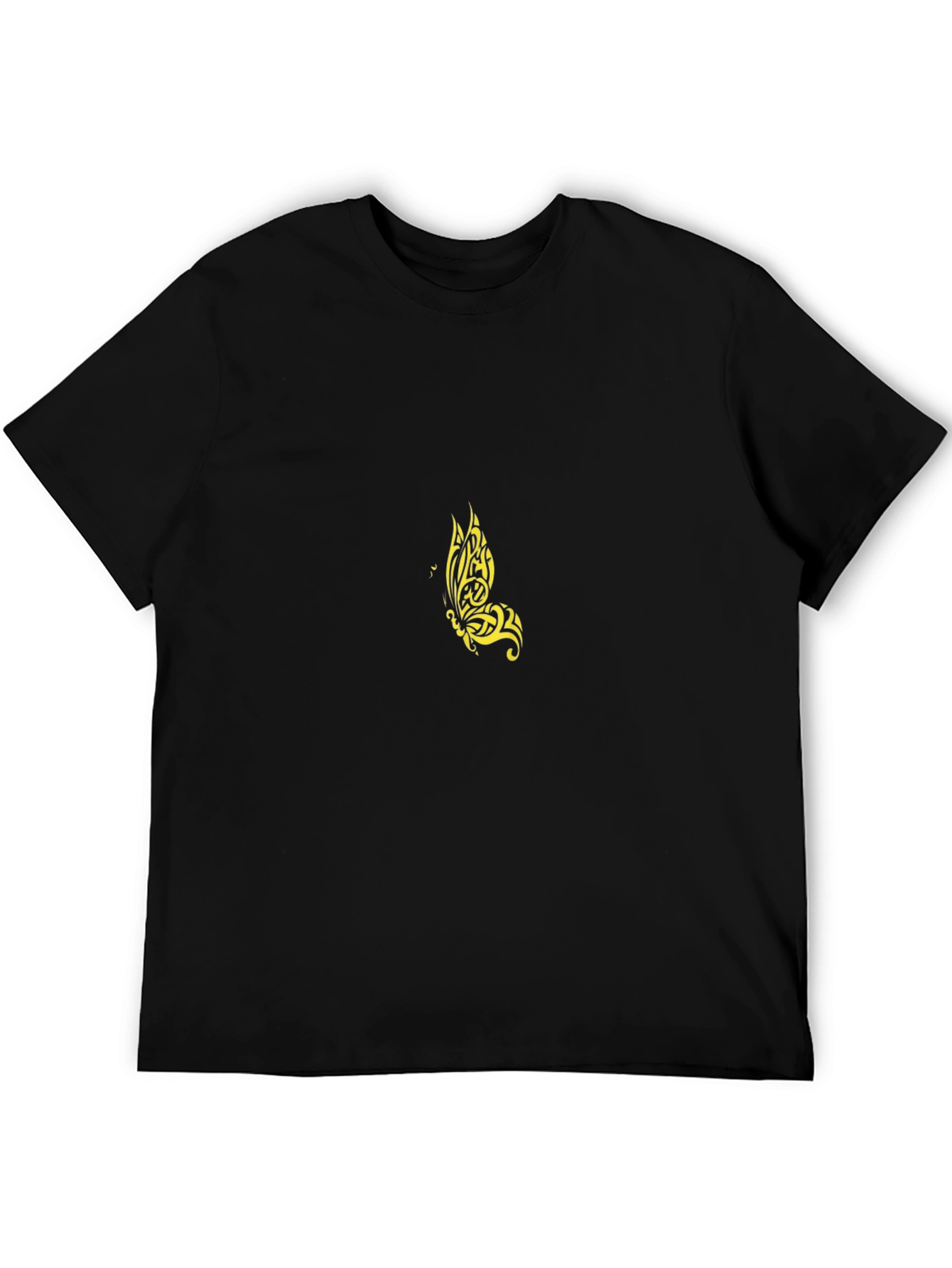 Mens Black T-Shirt with Butterfly Design