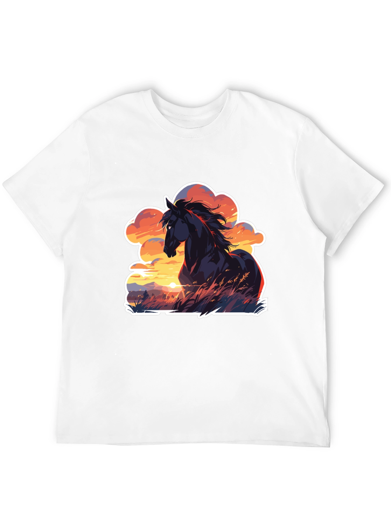 Horse Sunset T-Shirt: Black Graphic Tee