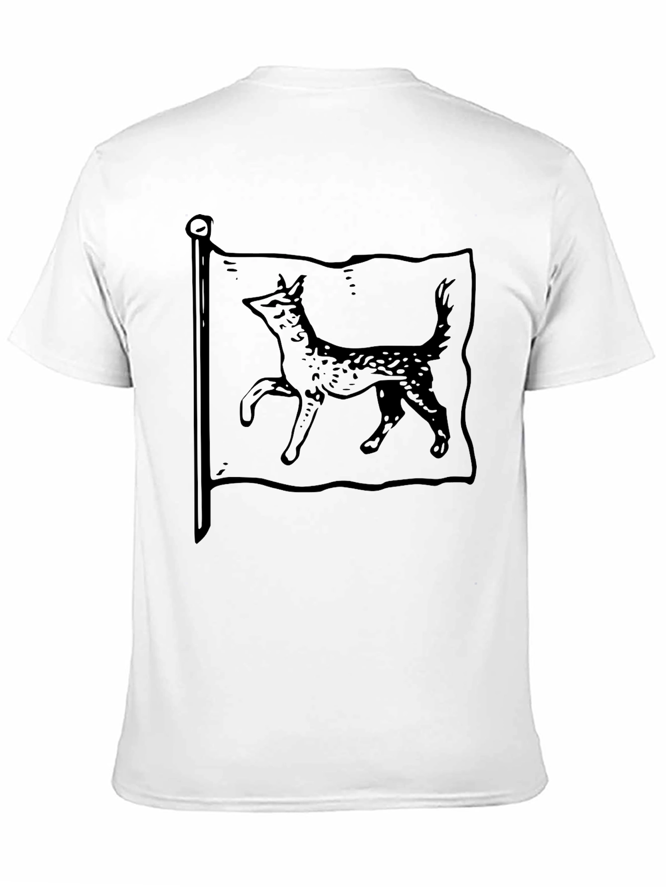 Mens Black T-Shirt with Dog Flag Graphic