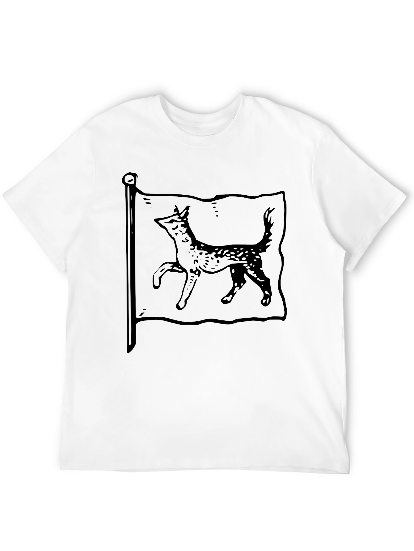 Mens Black T-Shirt with Dog Flag Graphic