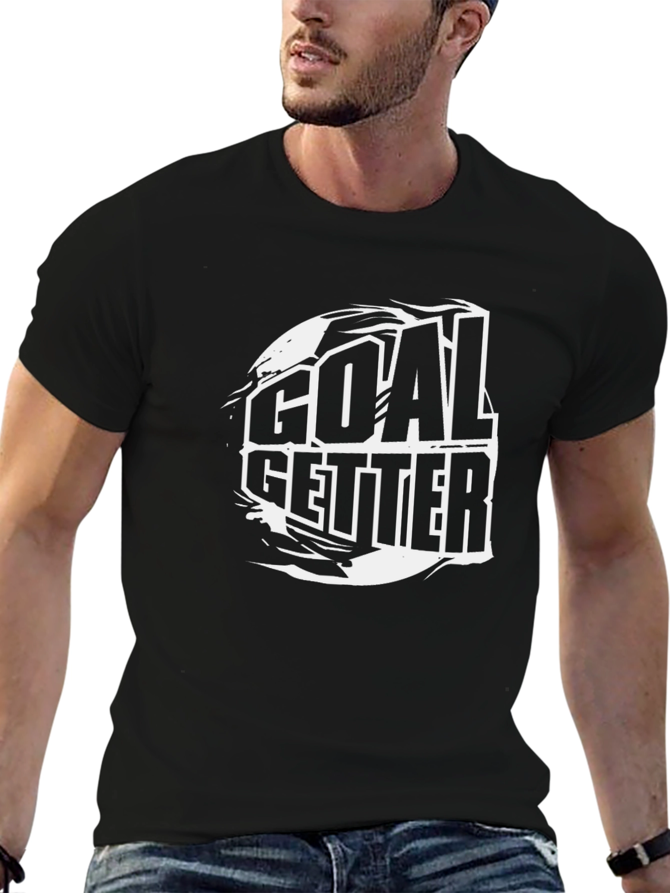 Goal Getter Graphic T-Shirt - Black Crew Neck Tee