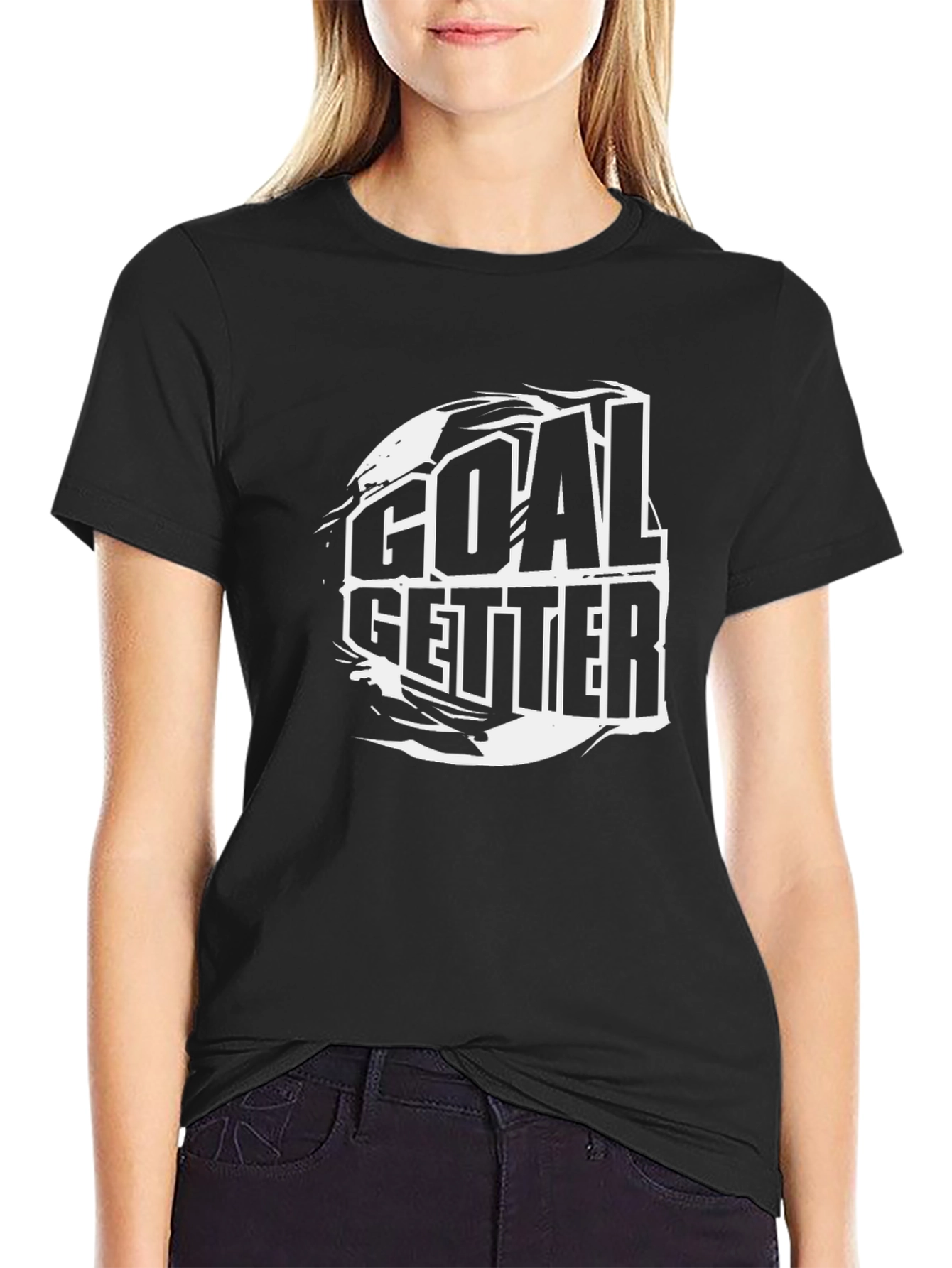 Goal Getter Graphic T-Shirt - Black Crew Neck Tee